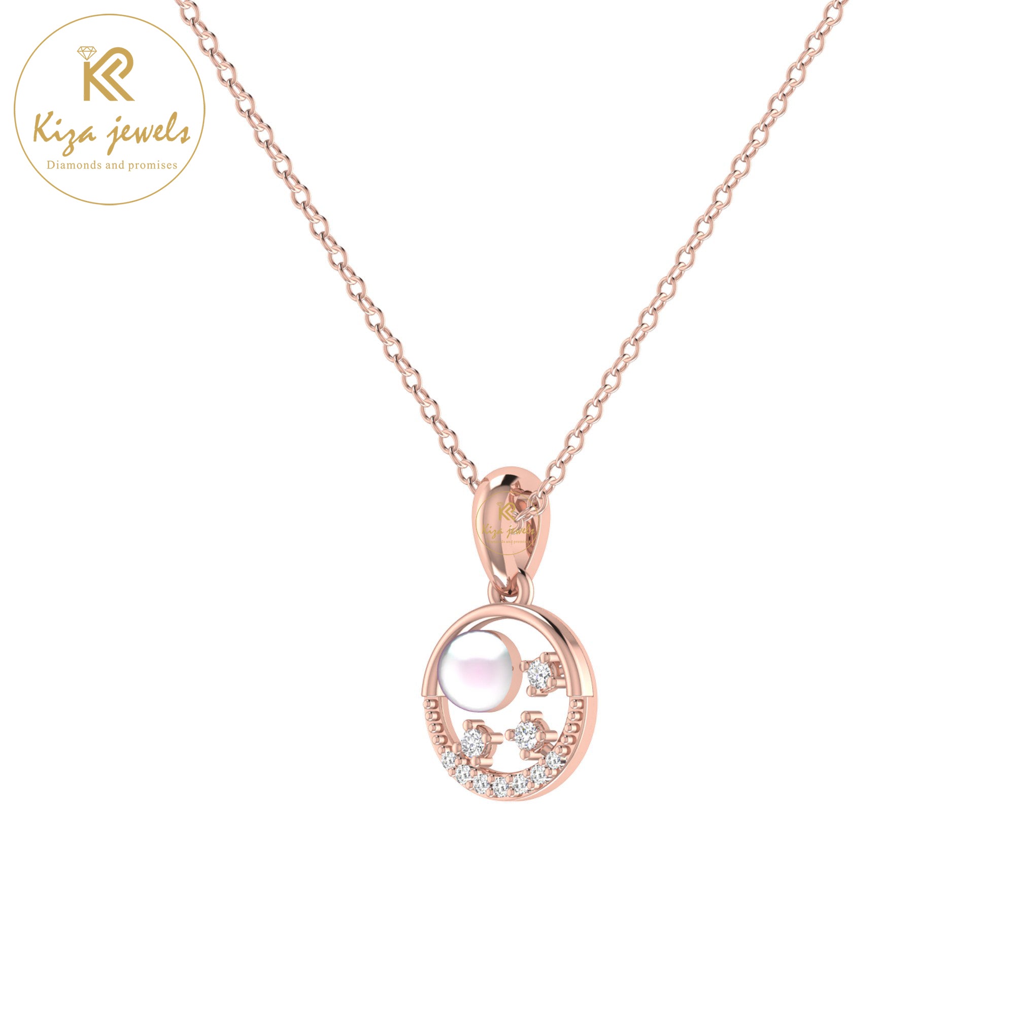 0.07 TDW Round Cut Diamond Custom Pendant With Chain