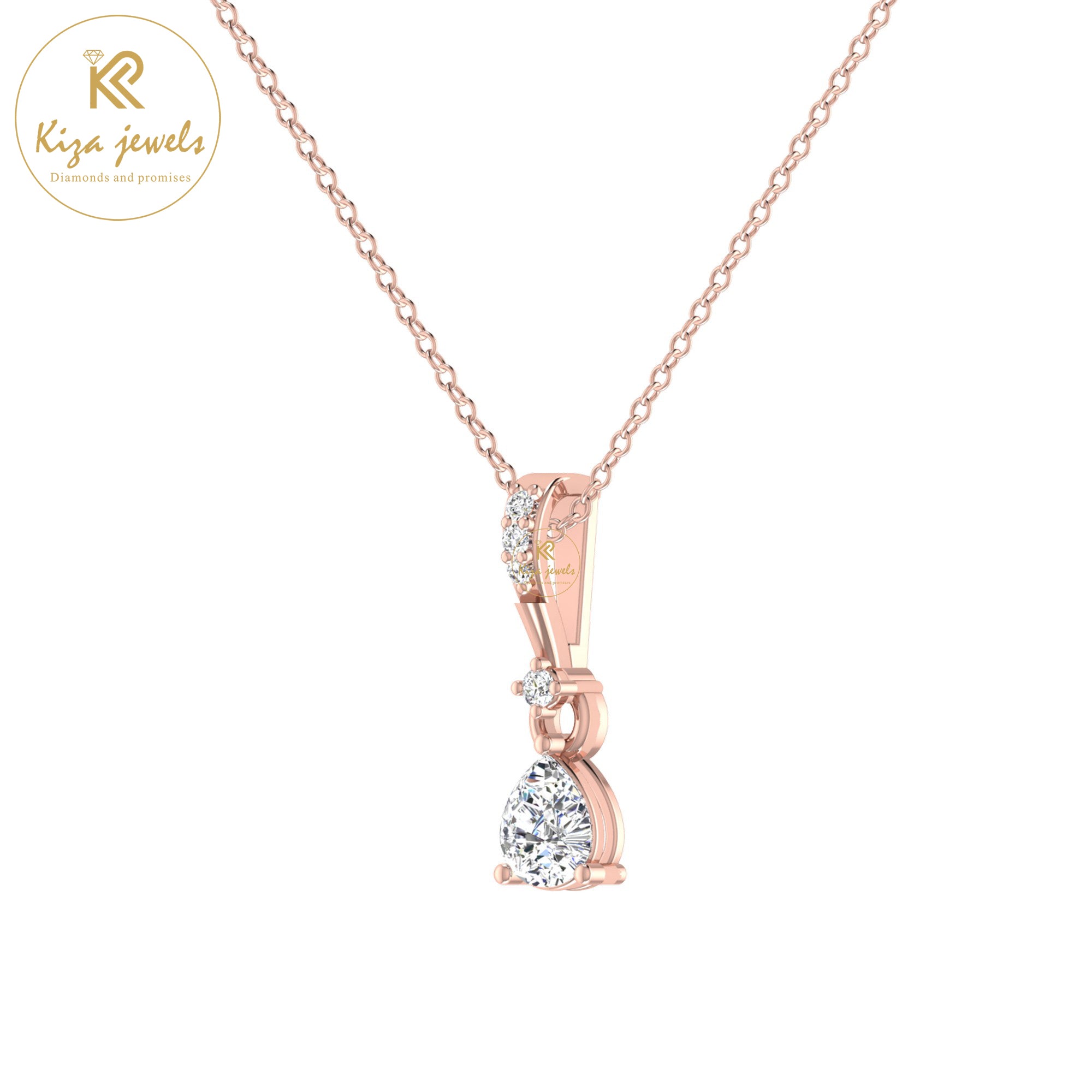 0.66 TDW Round & Pear Cut Diamond Custom Pendant with Chain