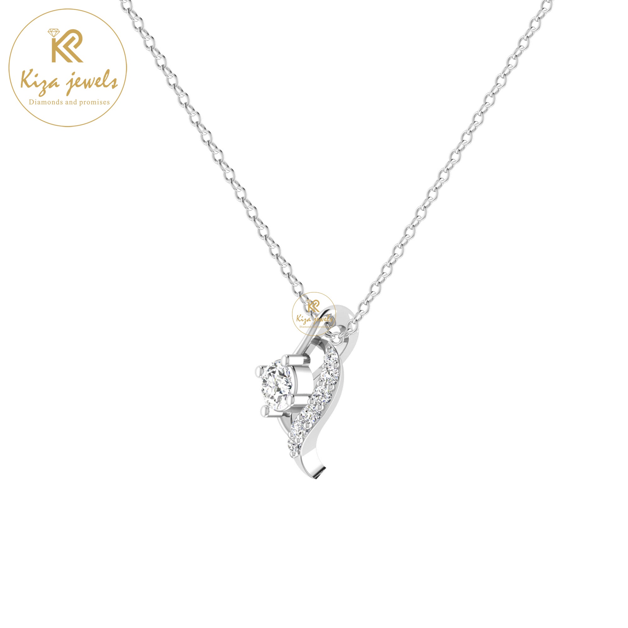 0.28 TDW Round Cut Diamond Custom Pendant With Chain