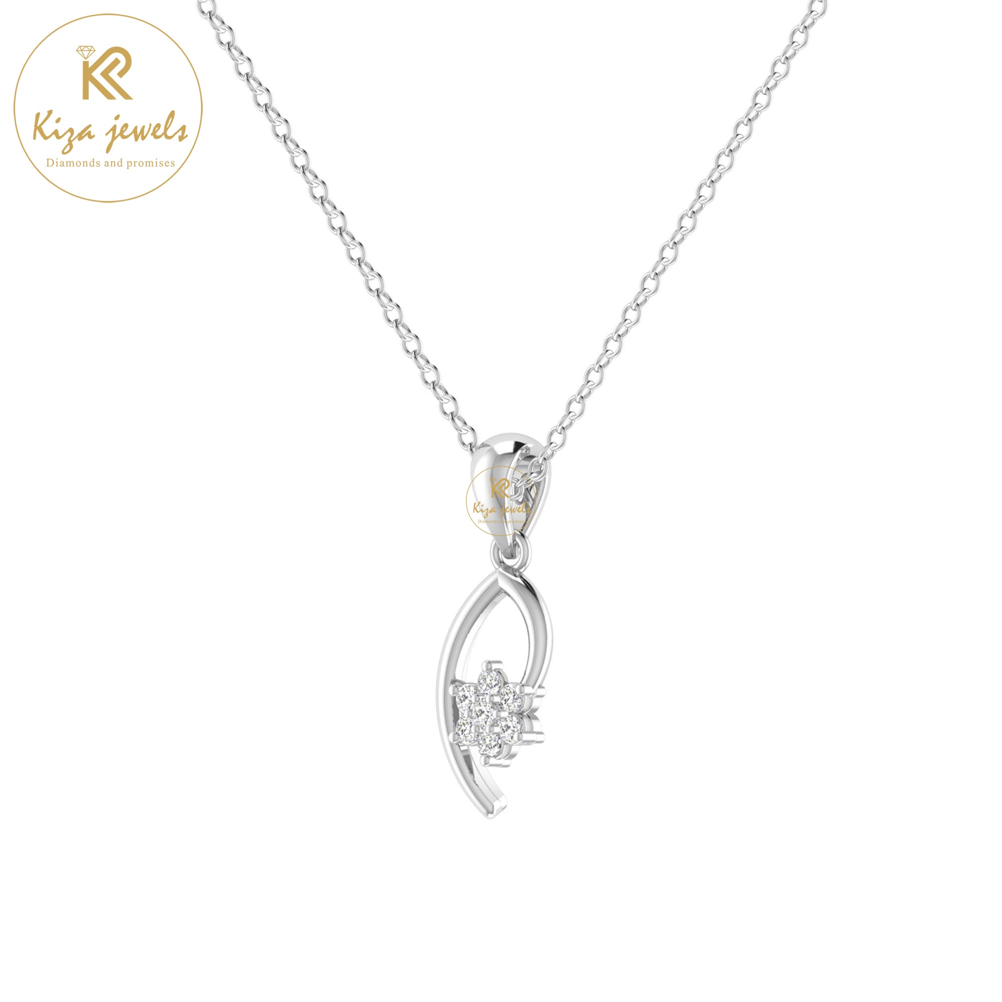 0.063 TDW Round Cut Diamond Custom Pendant With Chain