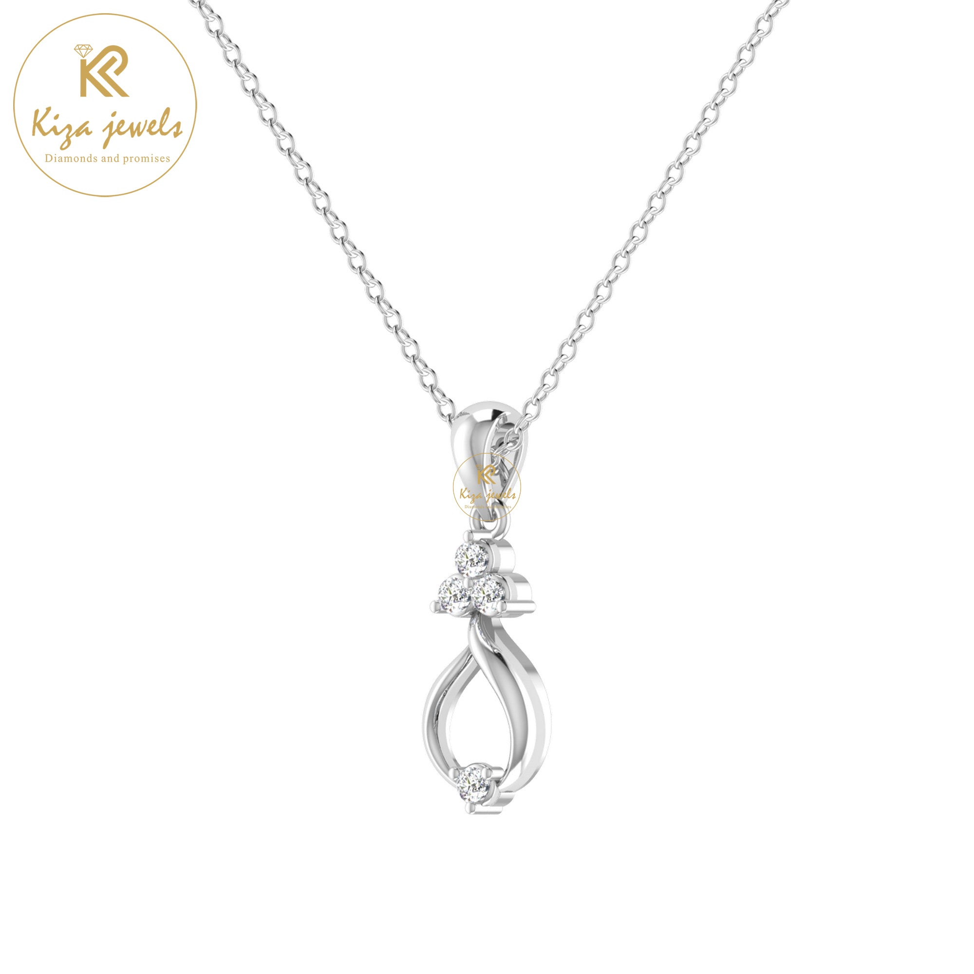 0.079 TDW Round Cut Diamond Custom Pendant With Chain