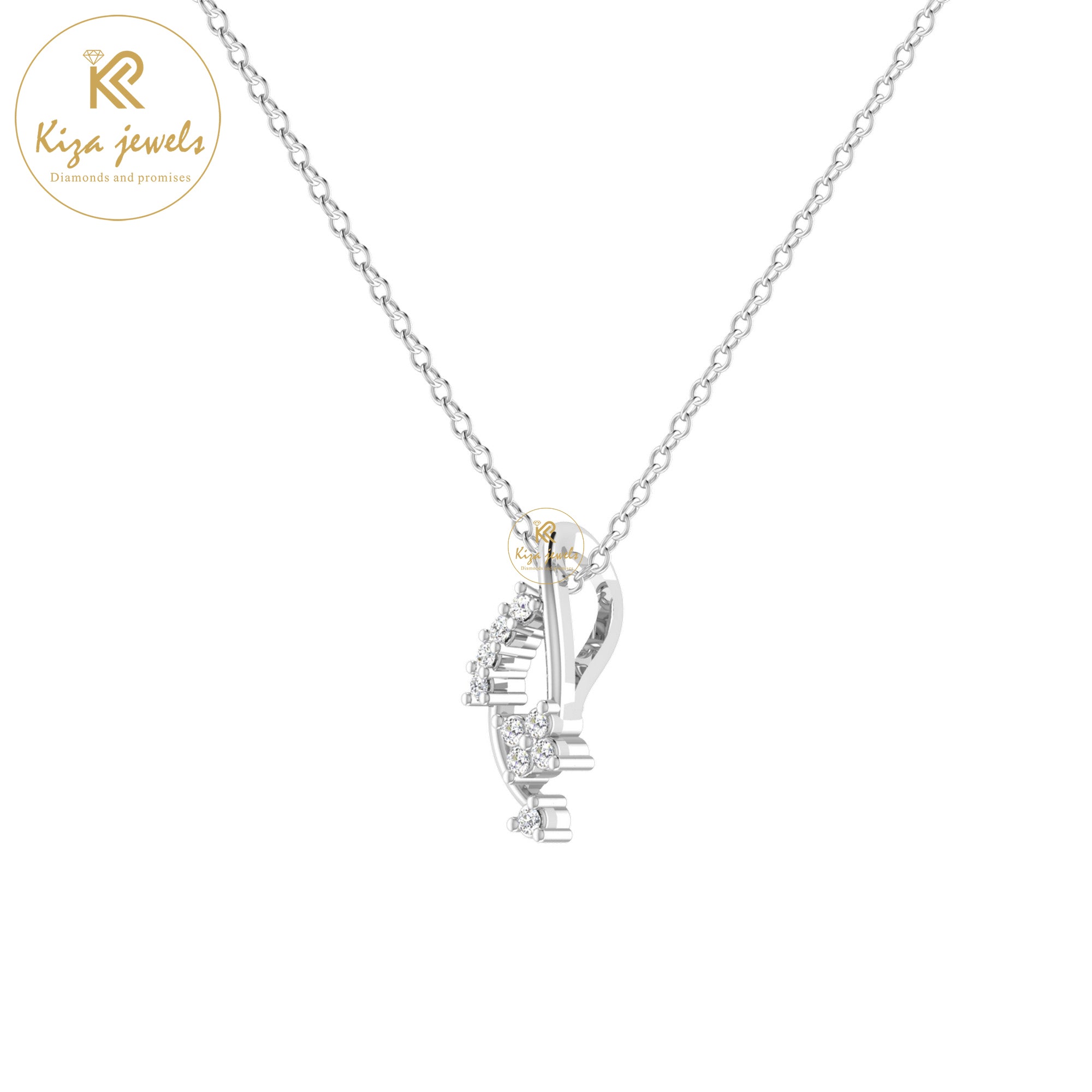 0.063 TDW Round Cut Diamond Custom Pendant With Chain