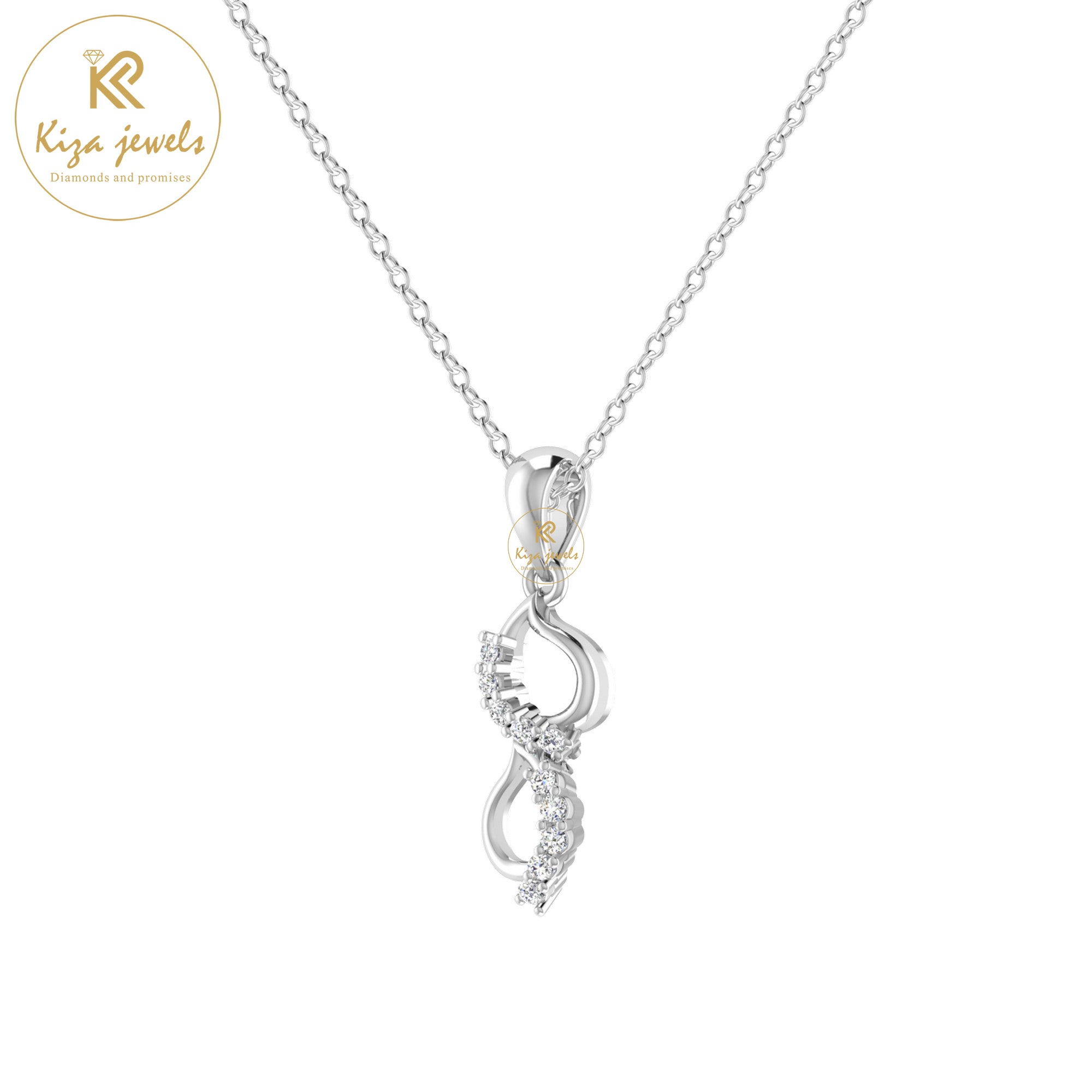 0.07 TDW Round Cut Diamond Custom Pendant With Chain