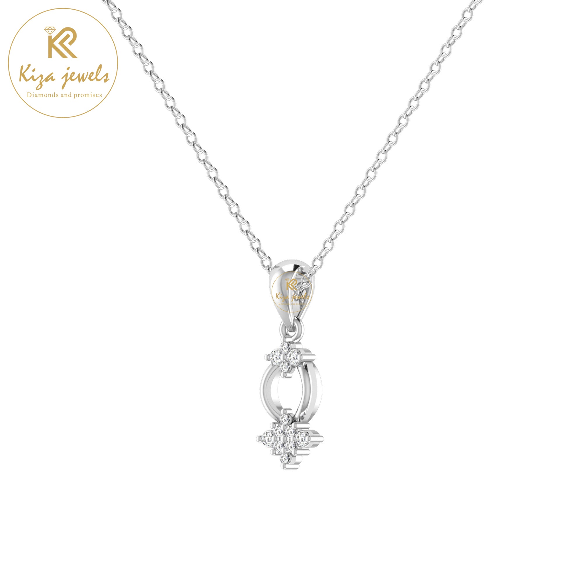 0.06 TDW Round Cut Diamond Custom Pendant With Chain