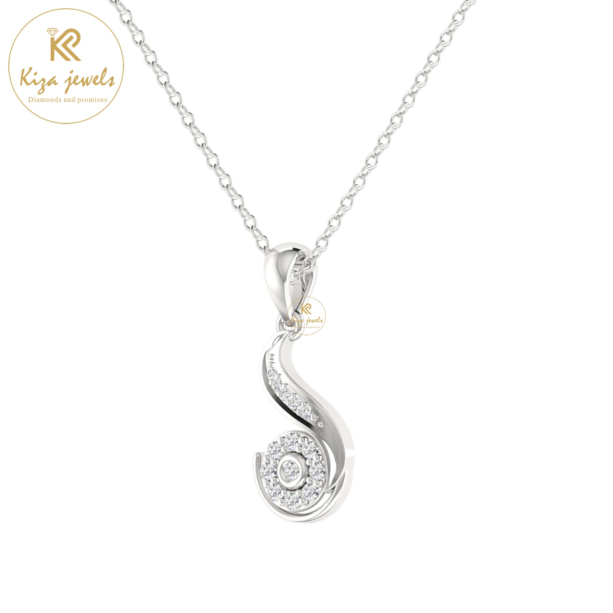 0.11 TDW Round Cut Diamond Custom Pendant with Chain