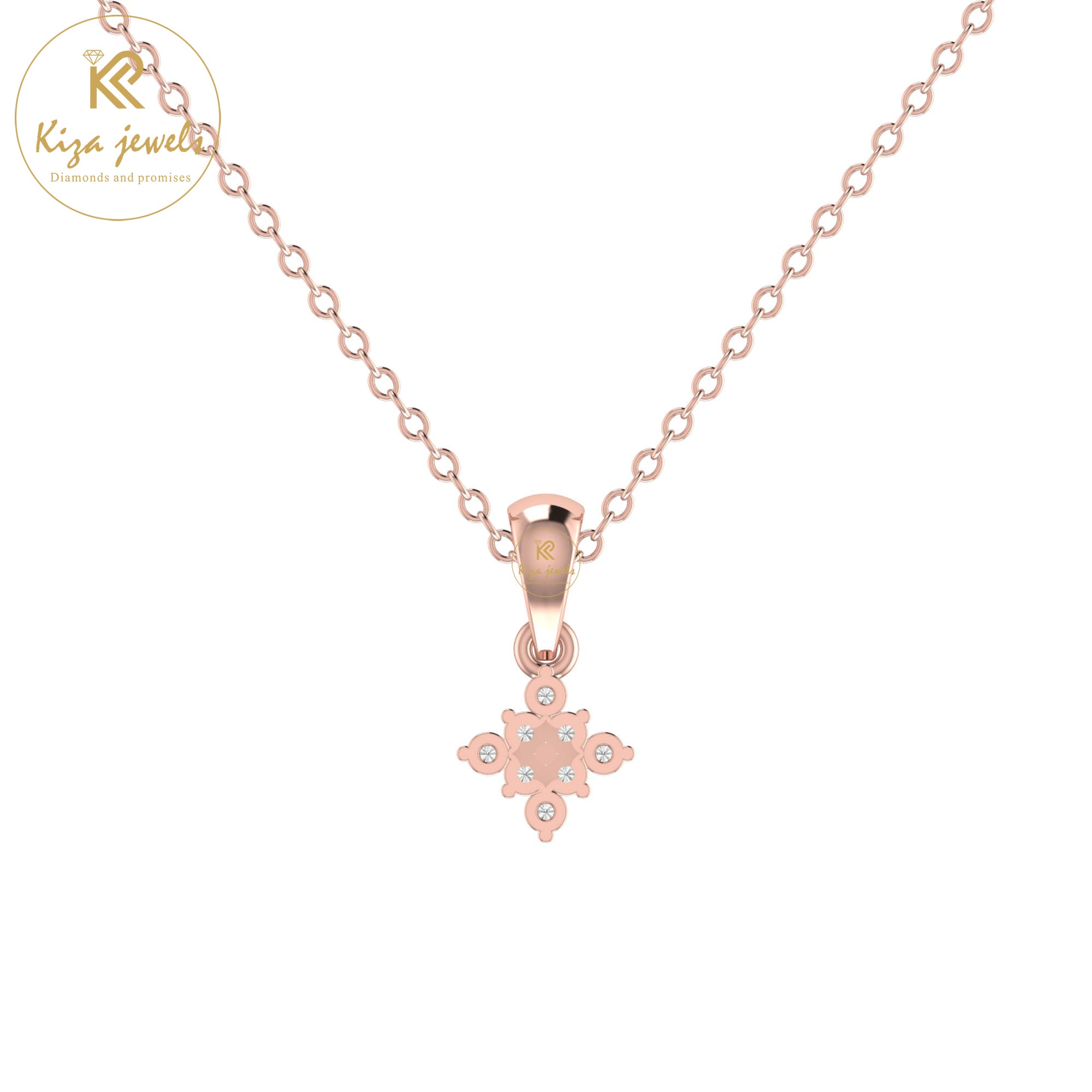 0.07 TDW Round Cut Diamond Custom Pendant with Chain