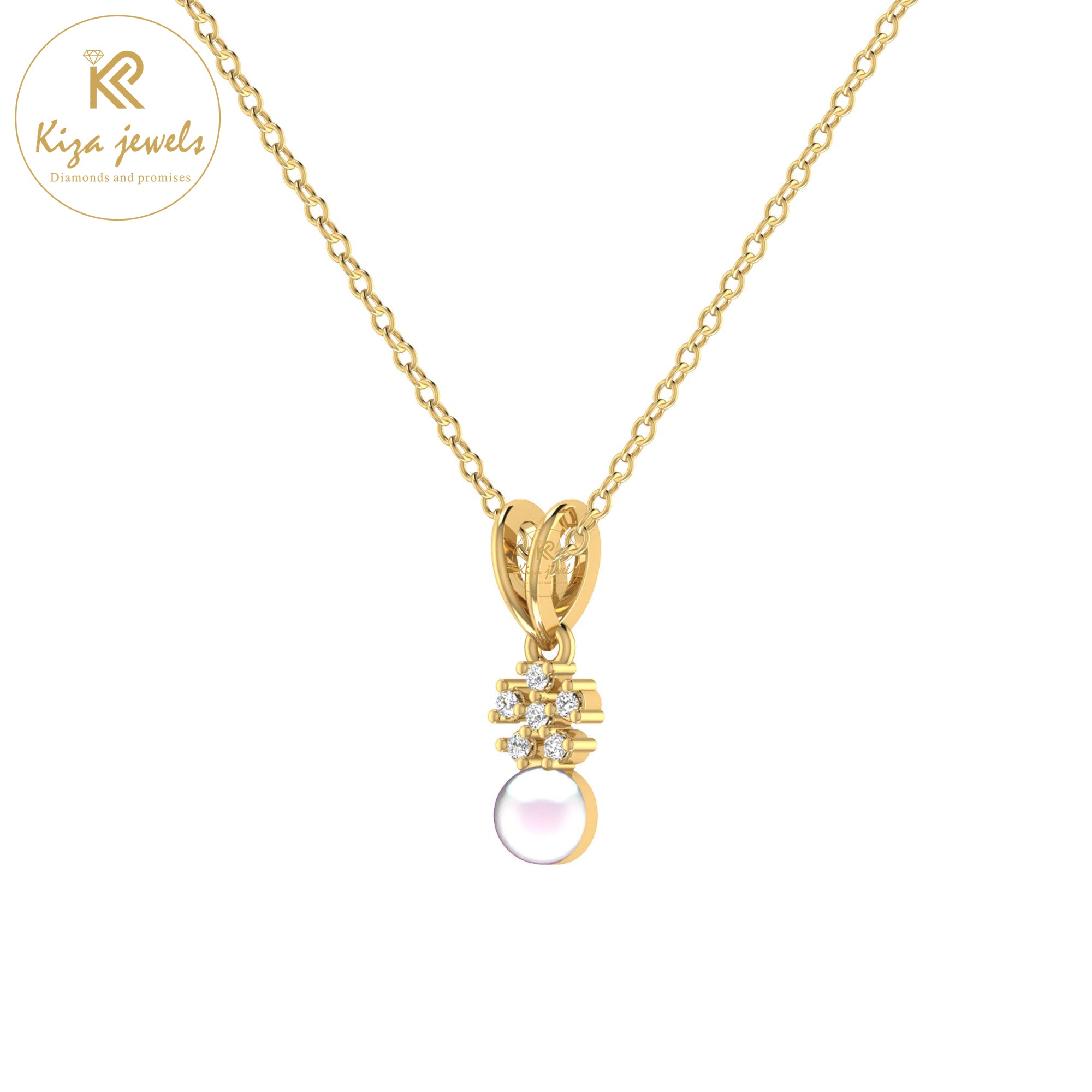 0.035 TDW Round Cut Diamond Custom Pendant With Chain