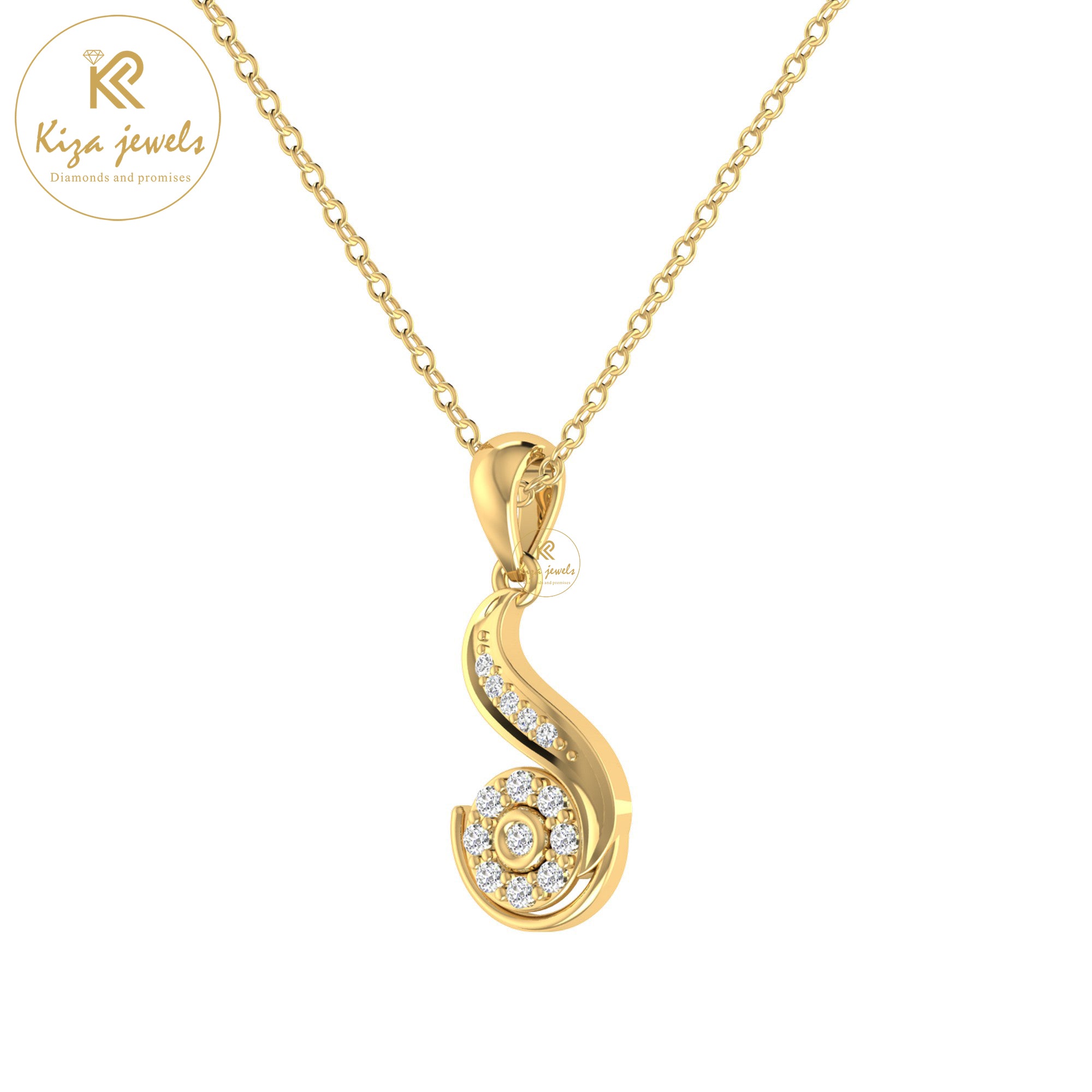 0.11 TDW Round Cut Diamond Custom Pendant with Chain