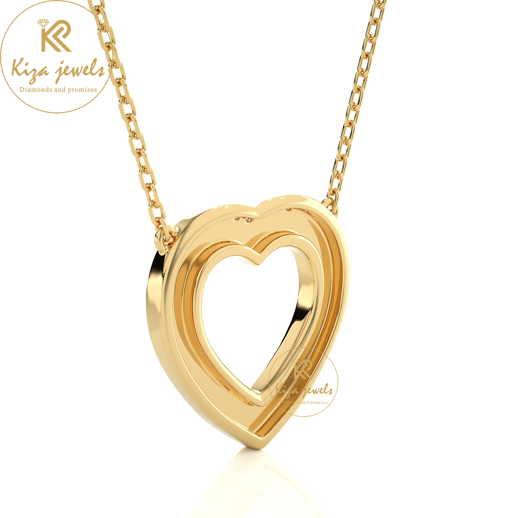 0.73 TDW Round Cut Diamond Heart Pendant With Chain