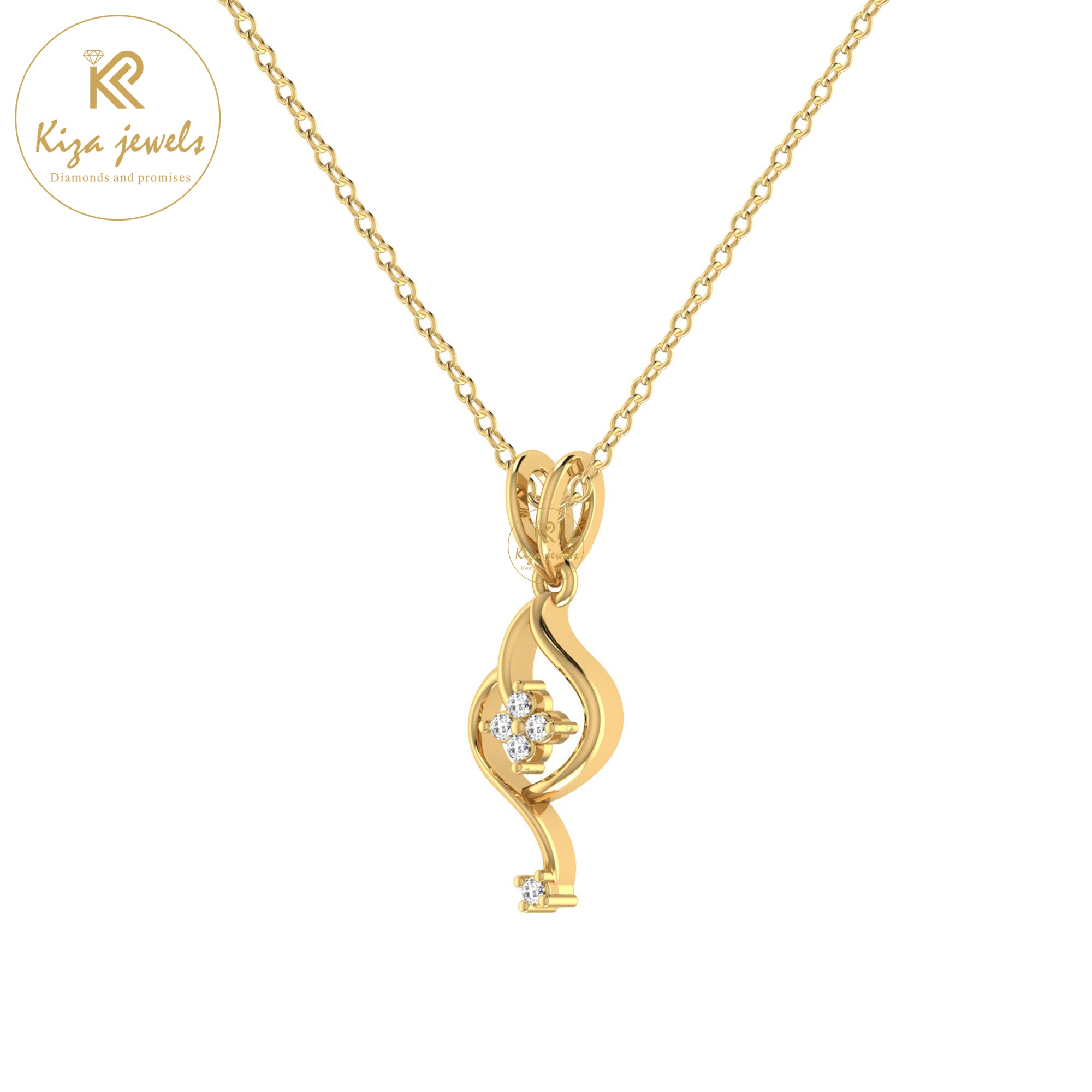 0.035 TDW Round Cut Diamond Custom Pendant With Chain