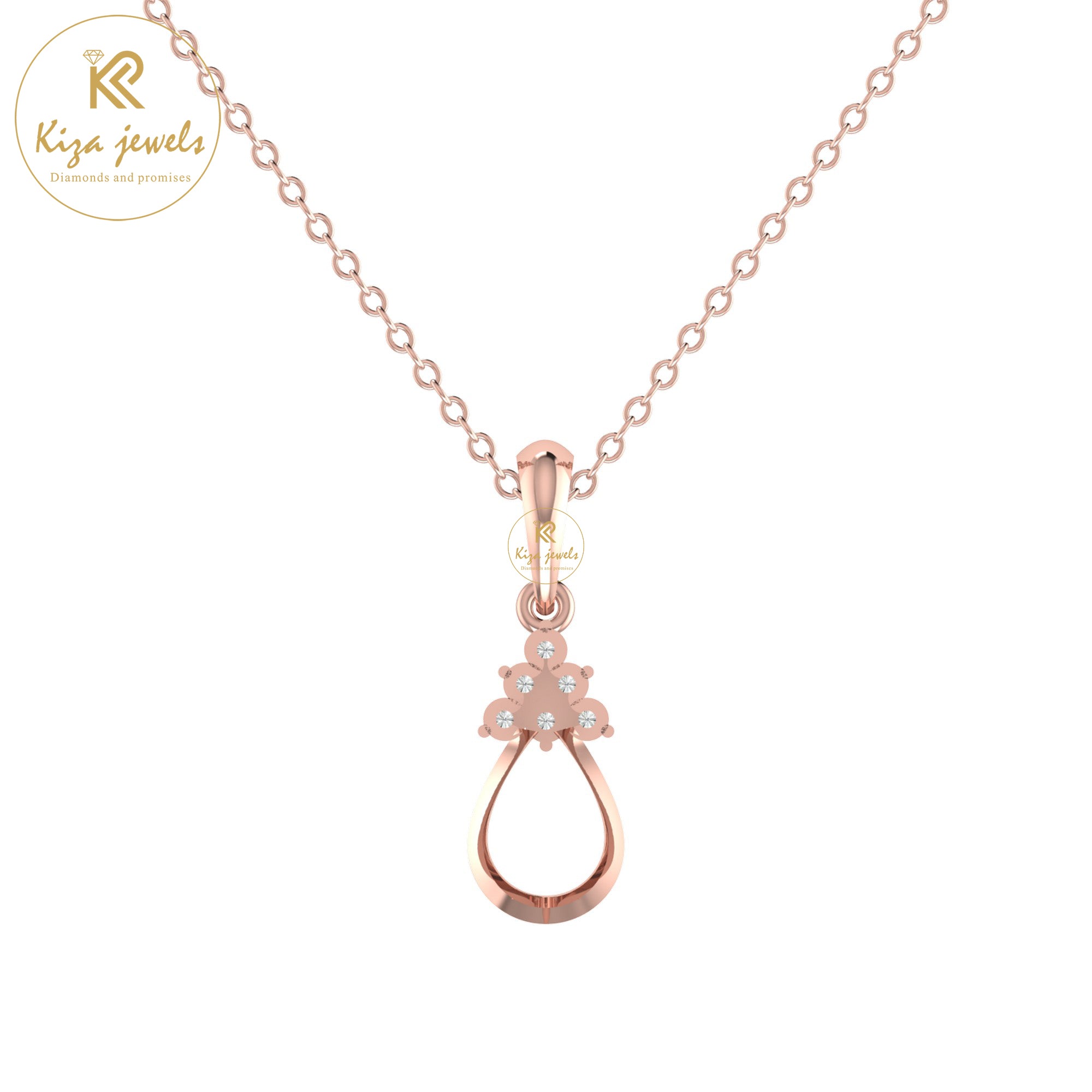 0.08 TDW Round Cut Diamond Custom Pendant With Chain