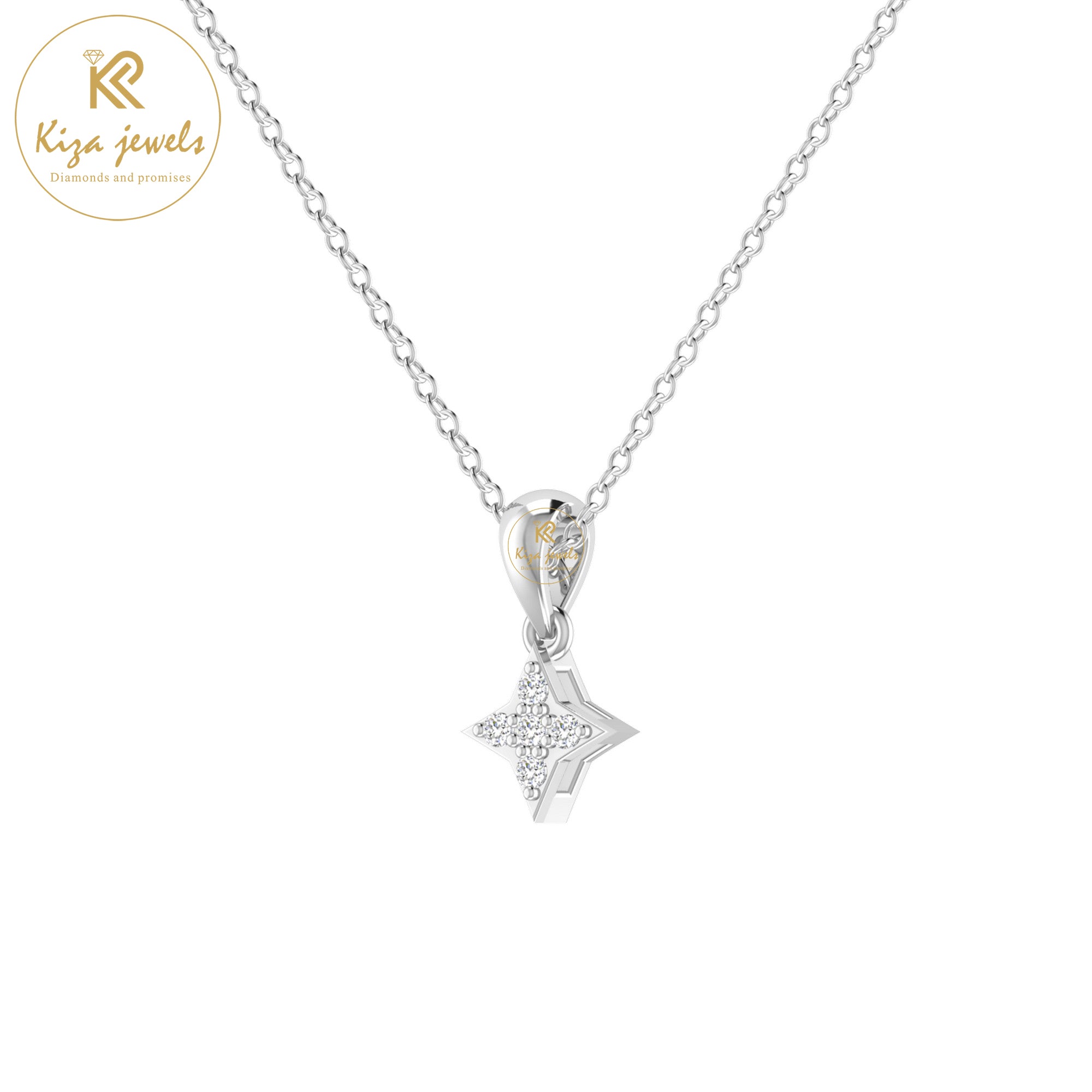0.08 TDW Round Cut Diamond Custom Pendant With Chain