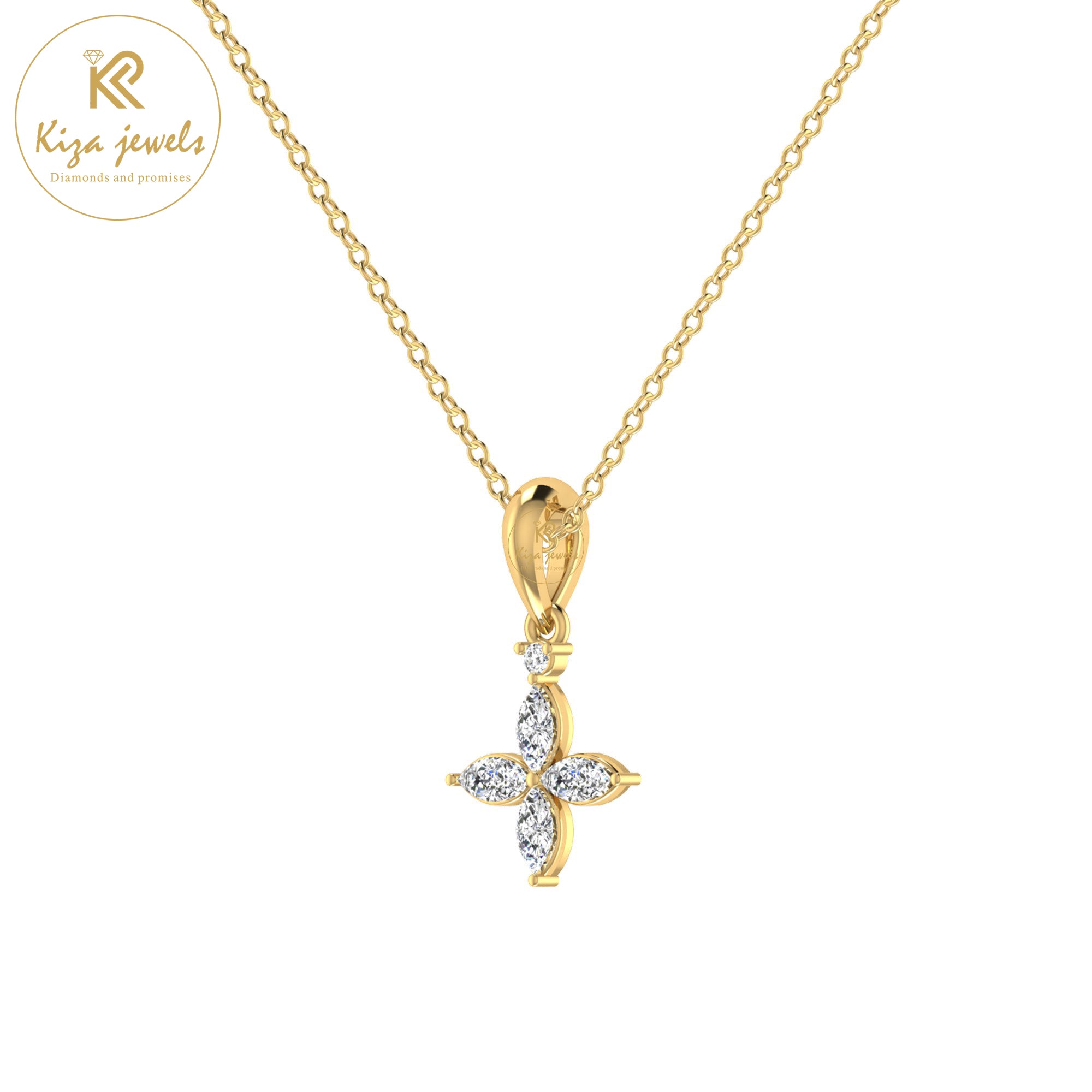 1.61 TDW Round & Marquise Cut Diamond Custom Pendant With Chain