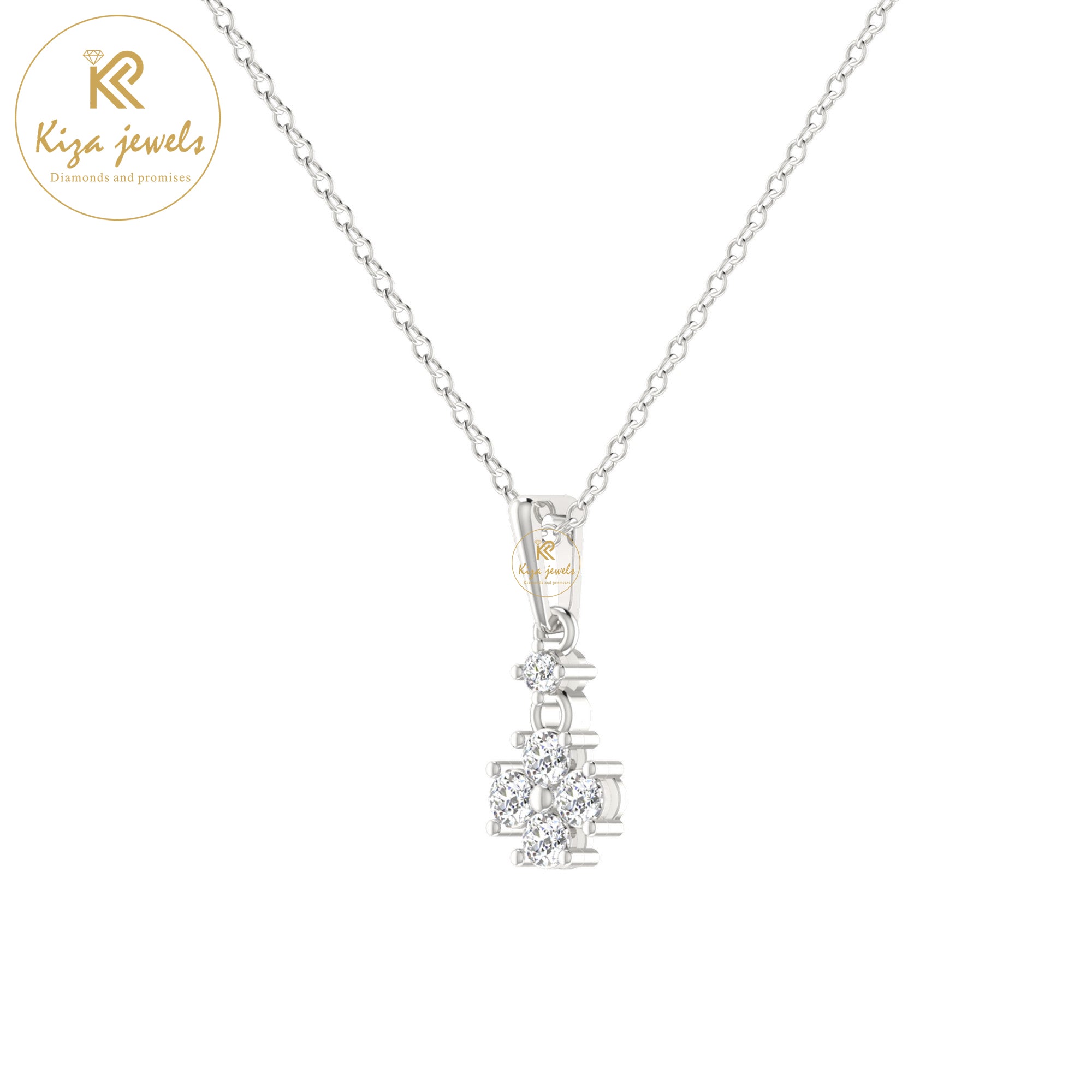 0.21 TDW Round Cut Diamond Custom Pendant with Chain