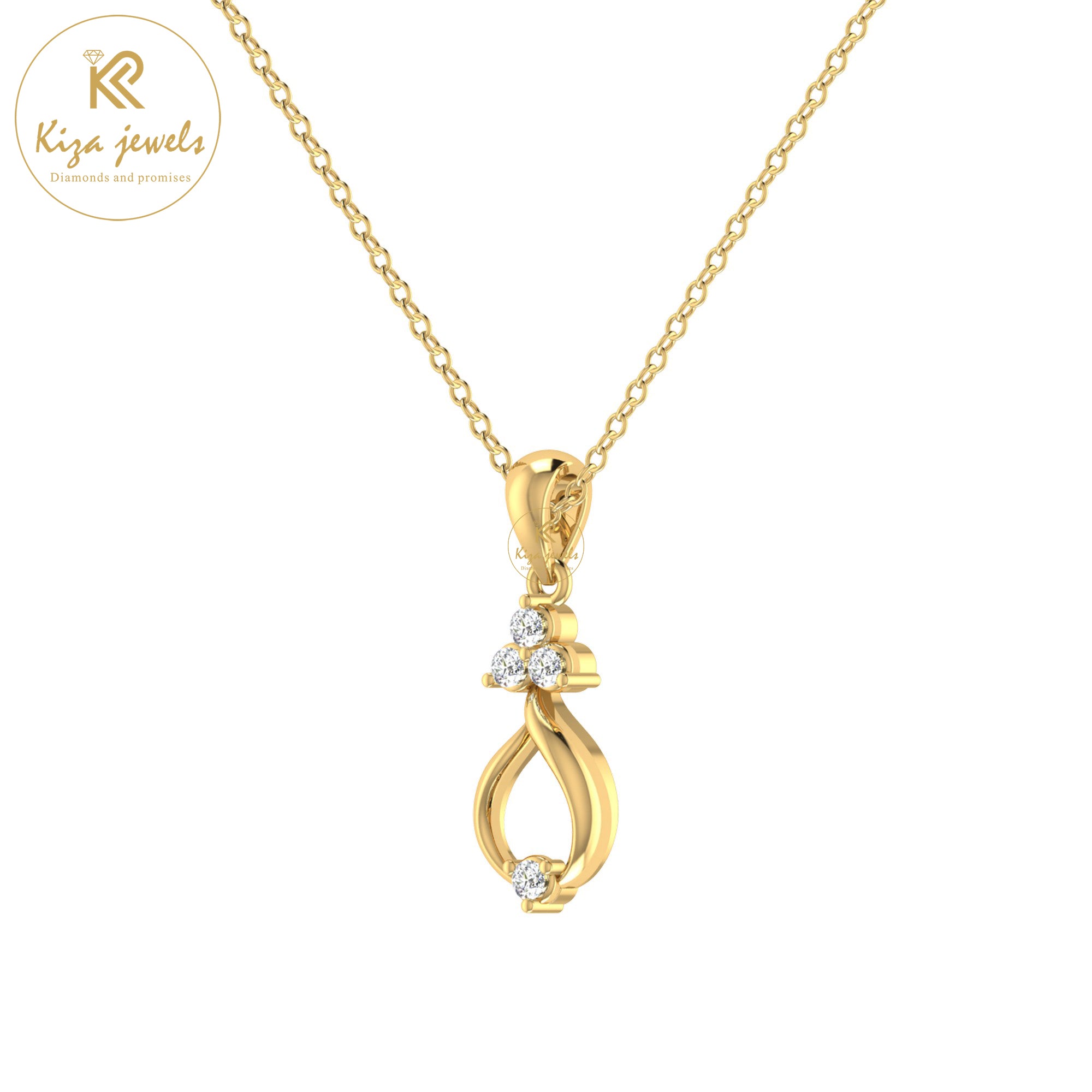 0.079 TDW Round Cut Diamond Custom Pendant With Chain