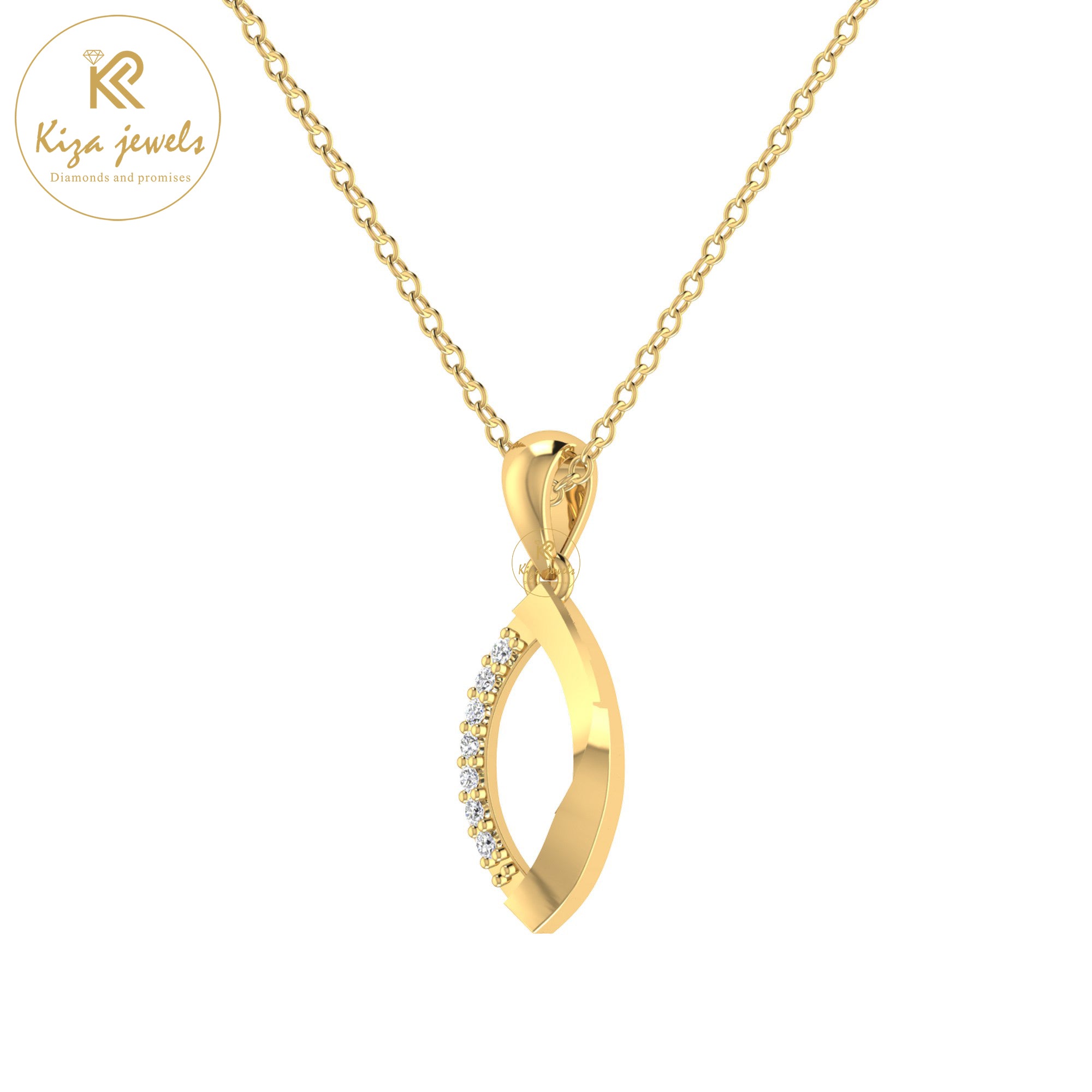 0.063 TDW Round Cut Diamond Custom Pendant With Chain