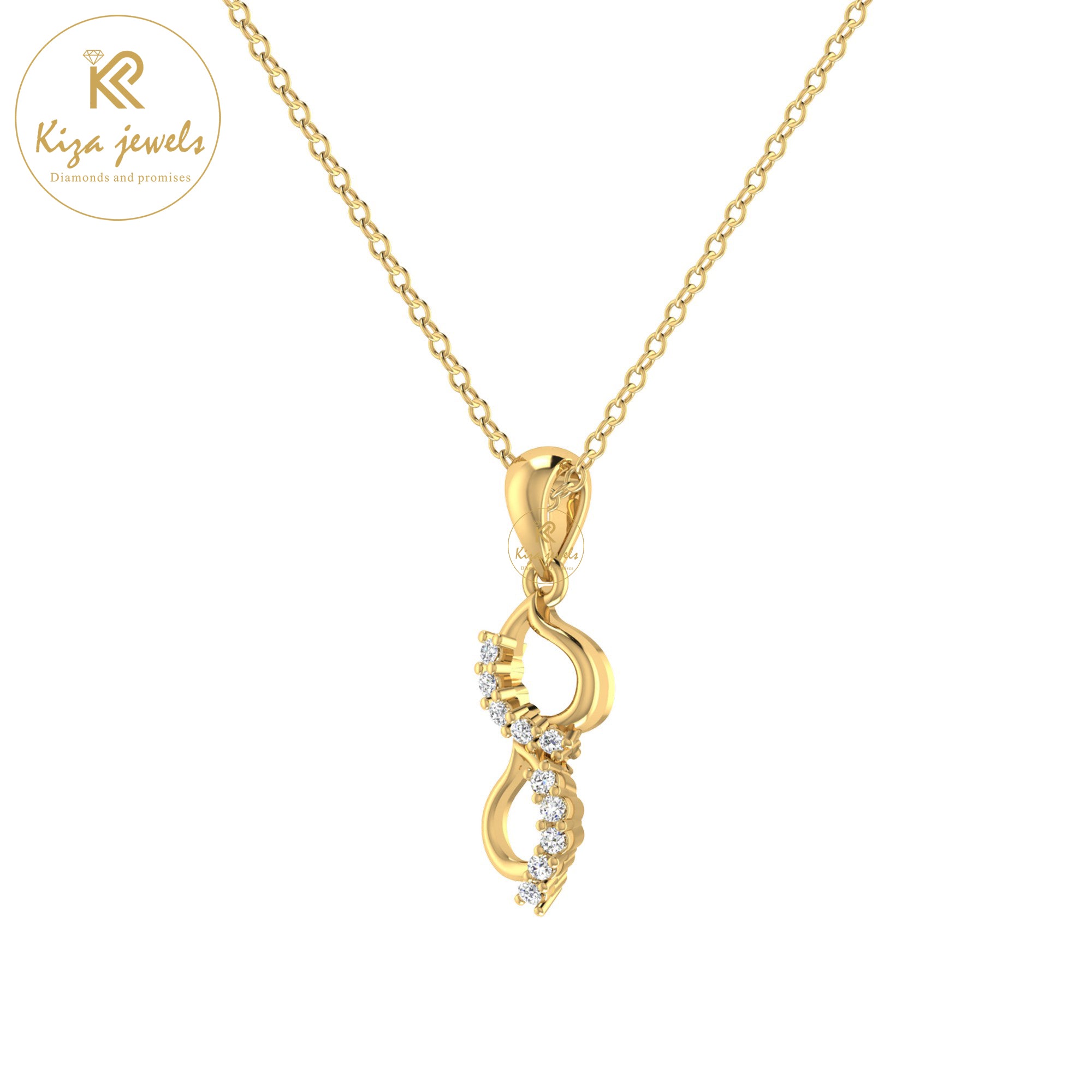 0.07 TDW Round Cut Diamond Custom Pendant With Chain