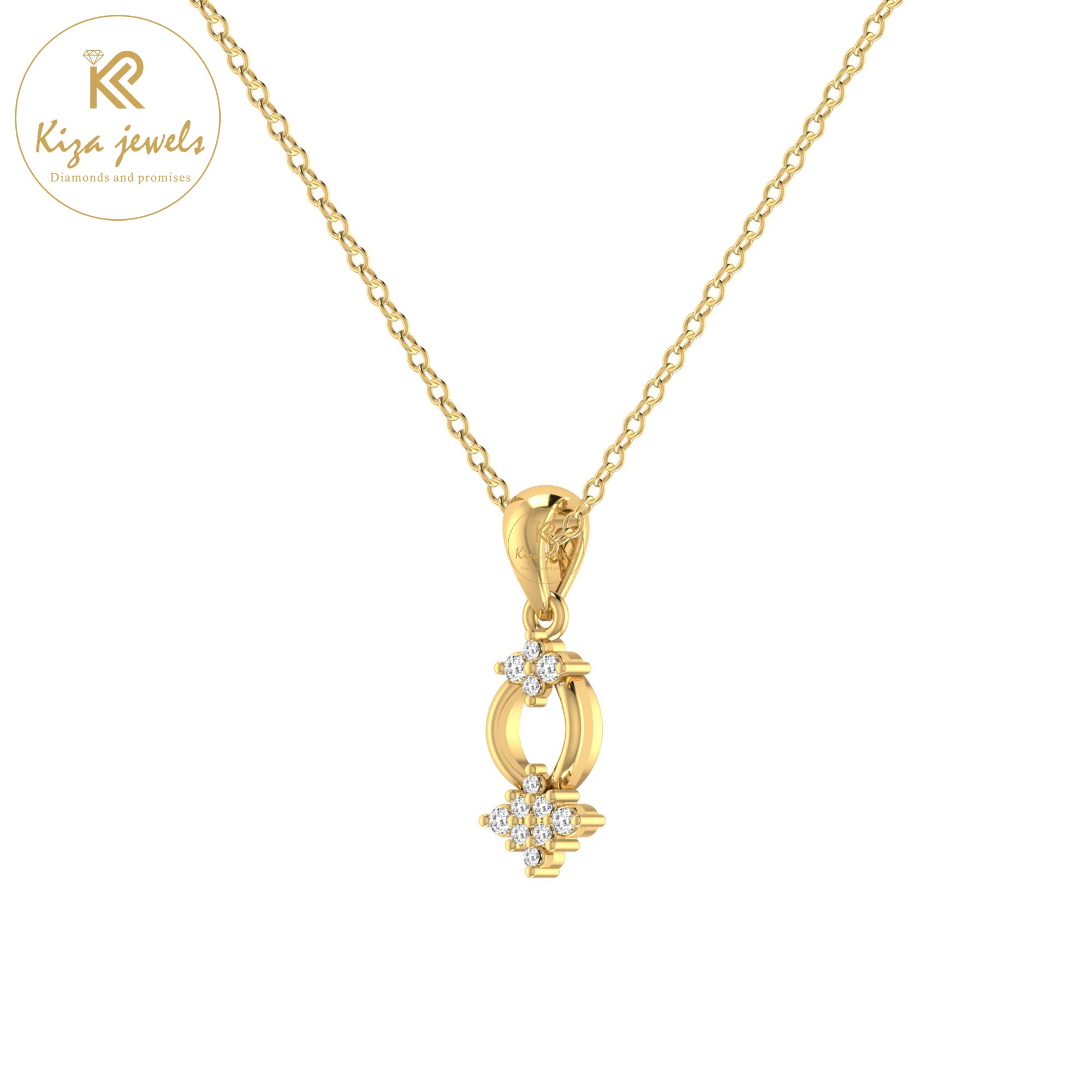 0.06 TDW Round Cut Diamond Custom Pendant With Chain
