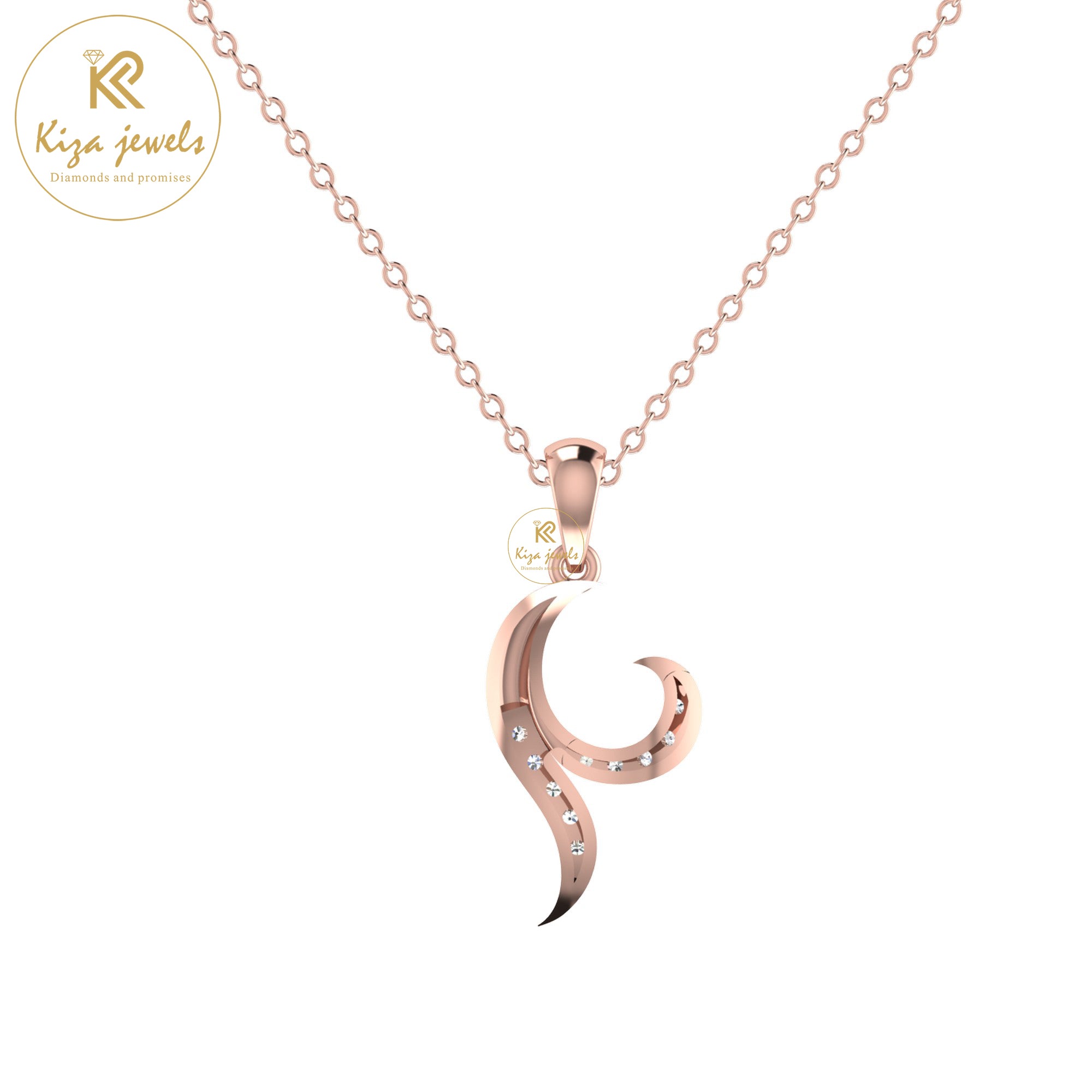 0.11 TDW Round Cut Diamond Custom Pendant With Chain