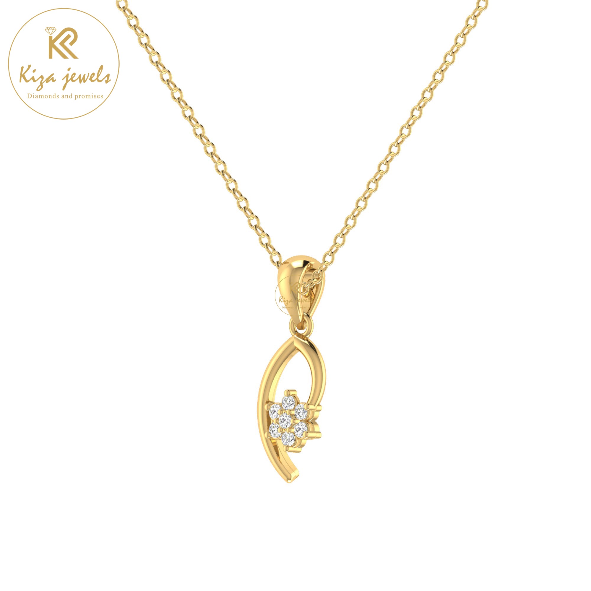 0.063 TDW Round Cut Diamond Custom Pendant With Chain