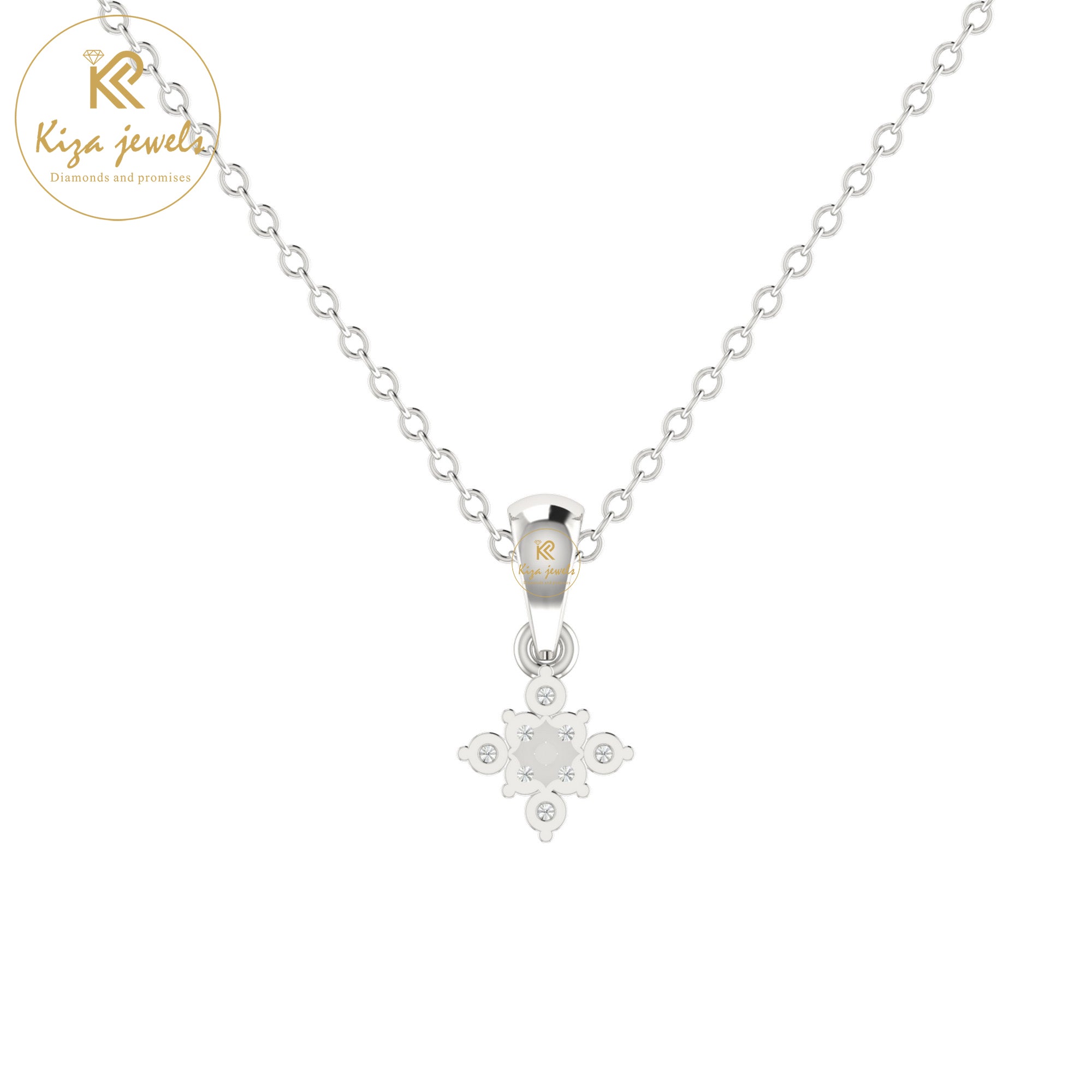 0.07 TDW Round Cut Diamond Custom Pendant with Chain