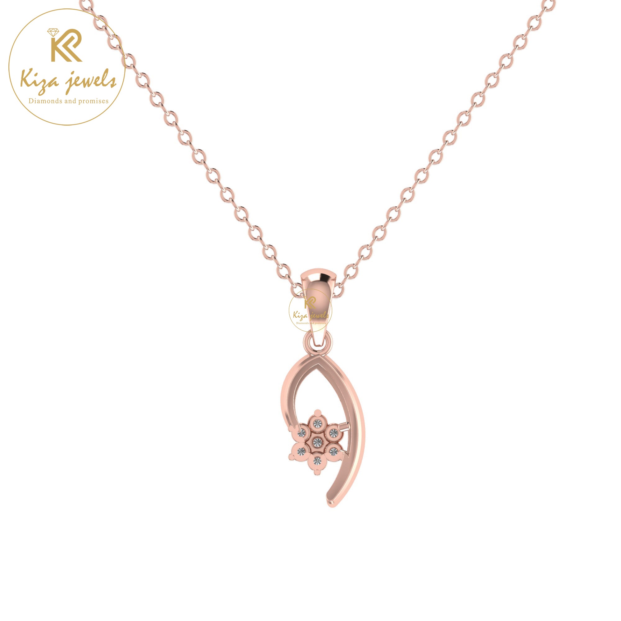 0.063 TDW Round Cut Diamond Custom Pendant With Chain