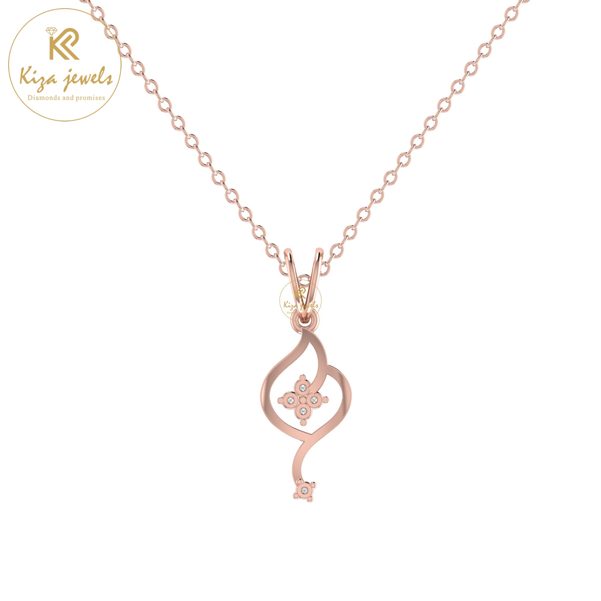 0.035 TDW Round Cut Diamond Custom Pendant With Chain