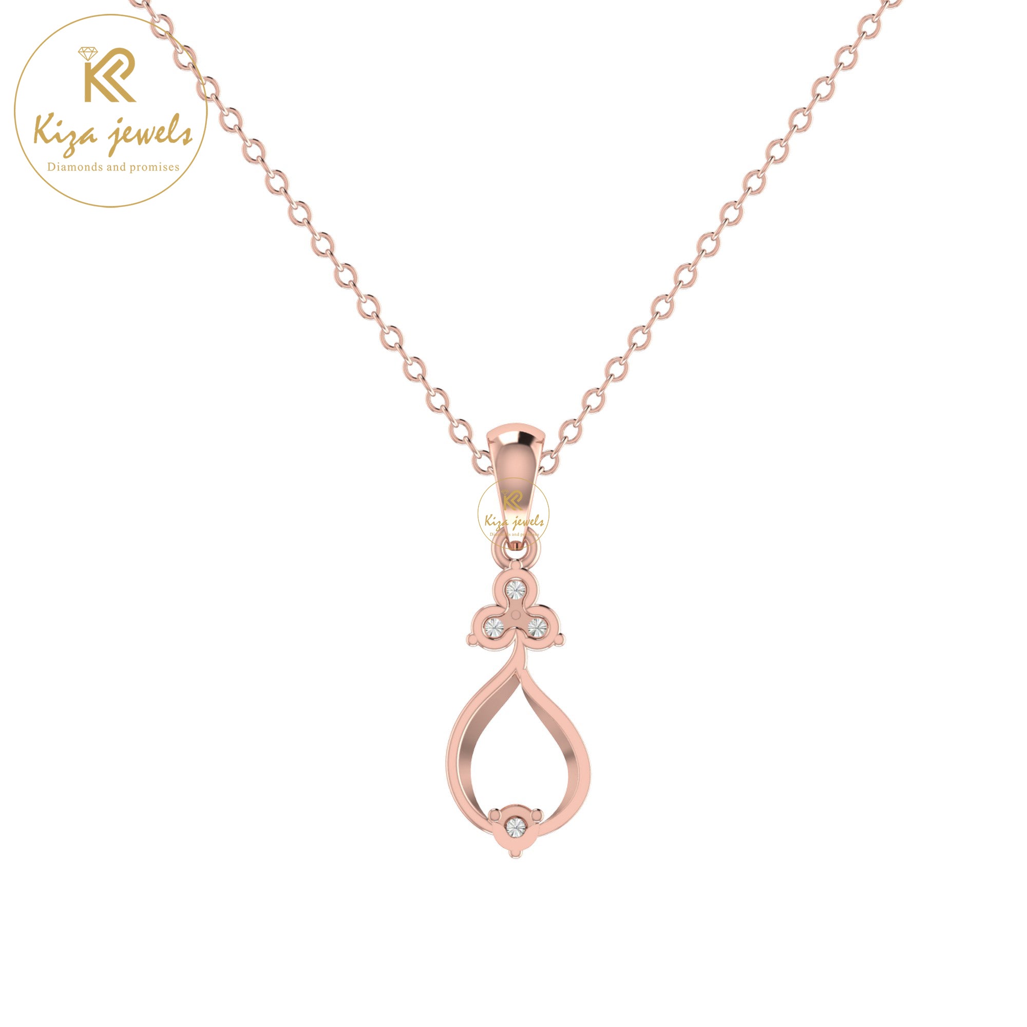 0.079 TDW Round Cut Diamond Custom Pendant With Chain