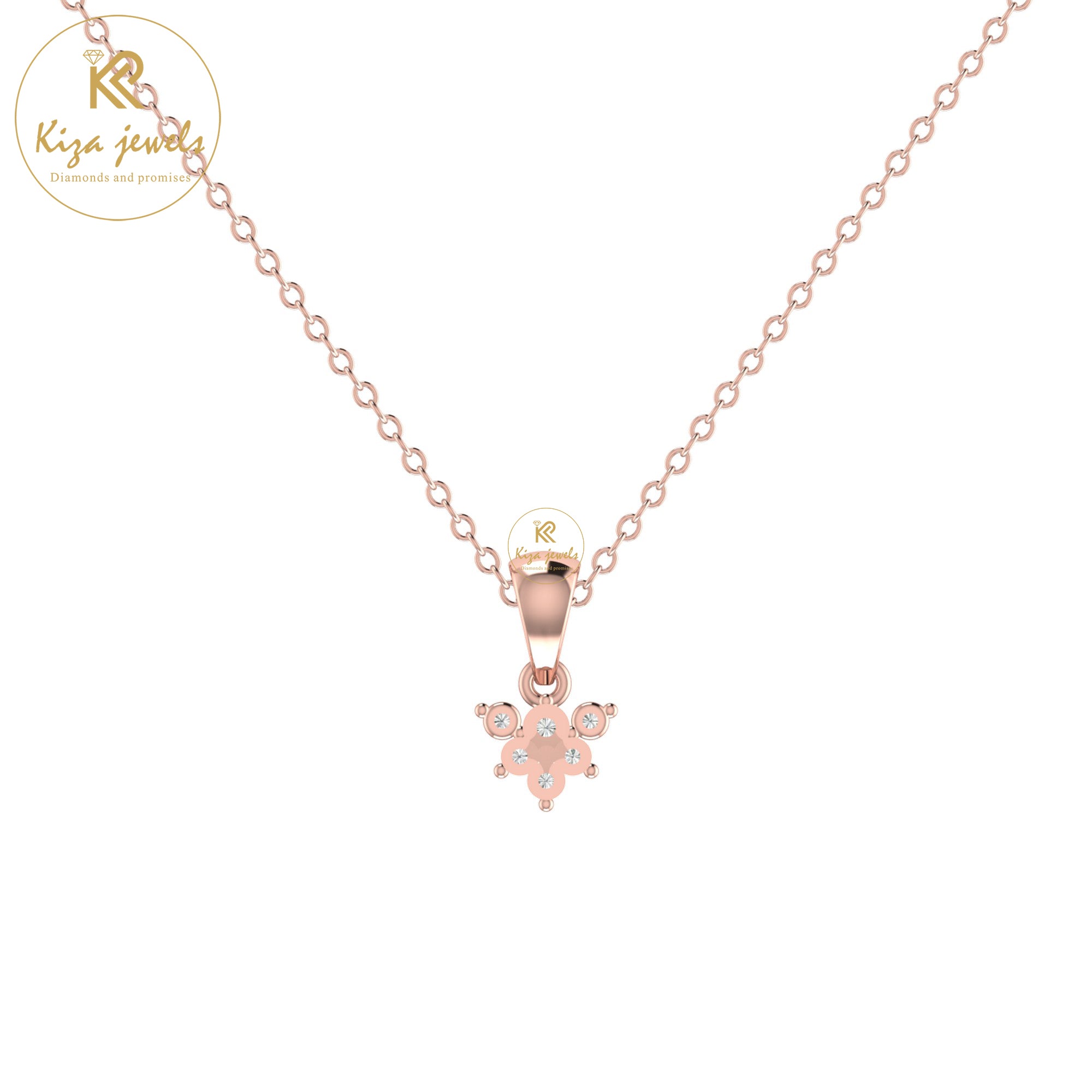 0.08 TDW Round Cut Diamond Custom Pendant With Chain