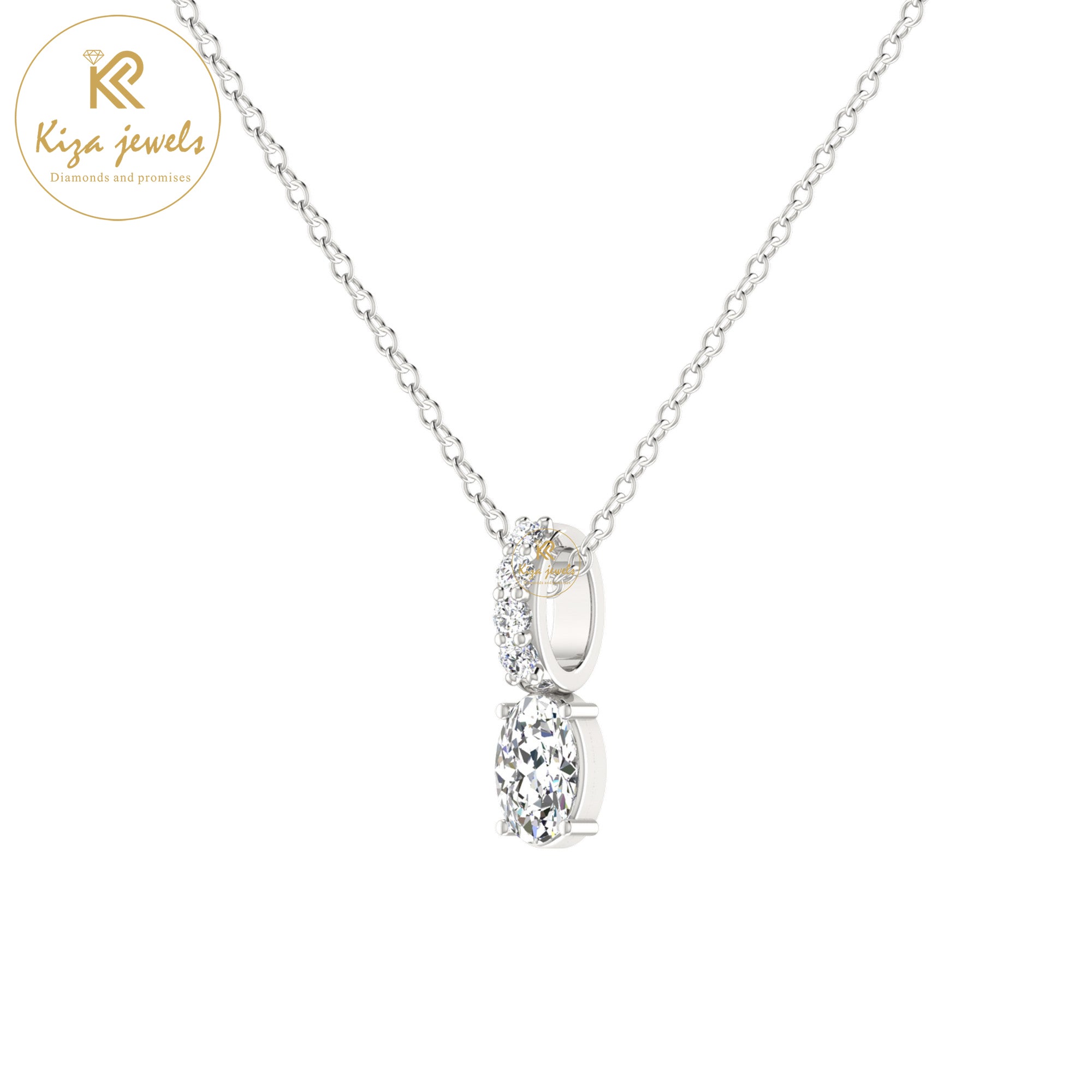 0.46 TDW Round & Oval Cut Diamond Custom Pendant with Chain