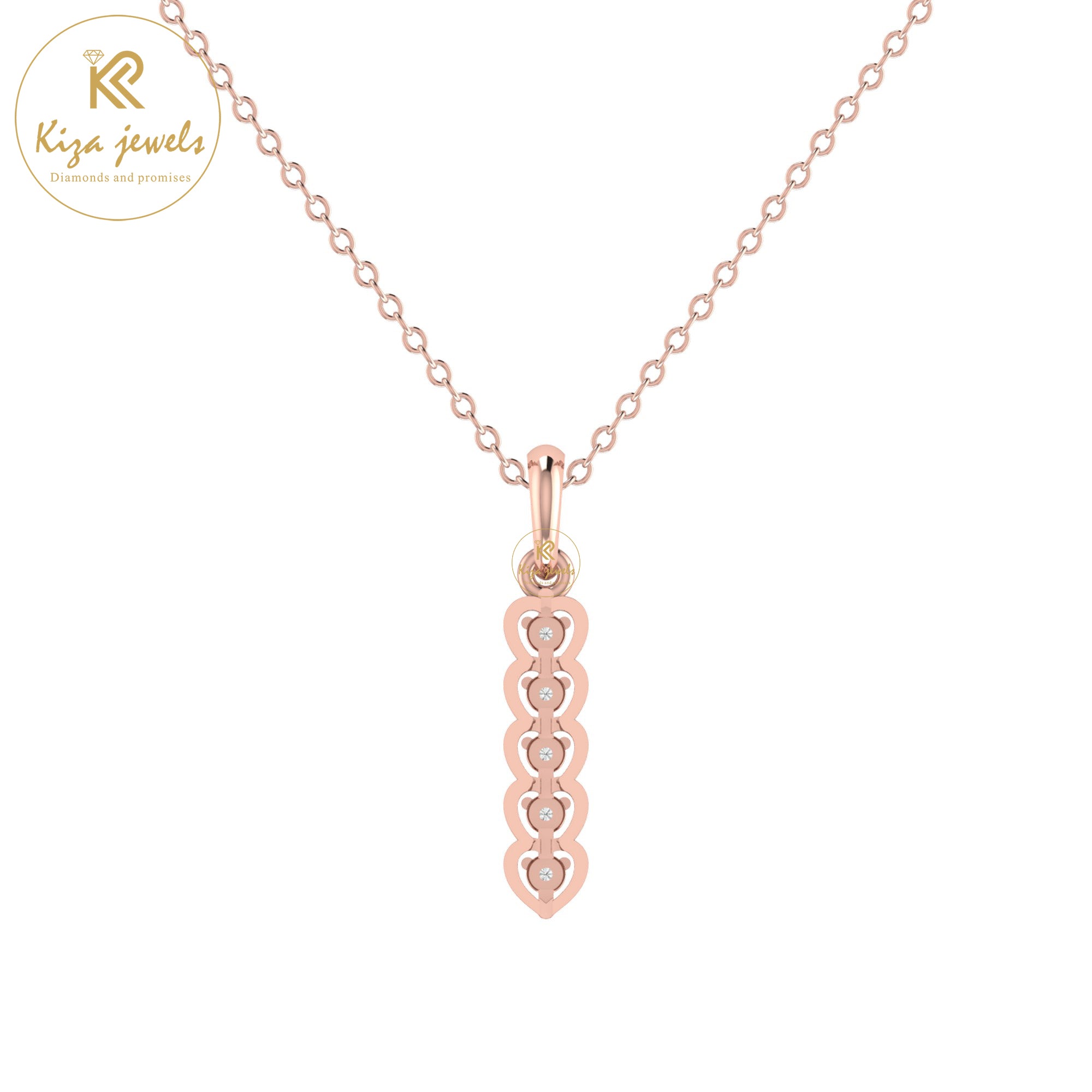 0.06 TDW Round Cut Diamond Custom Pendant With Chain