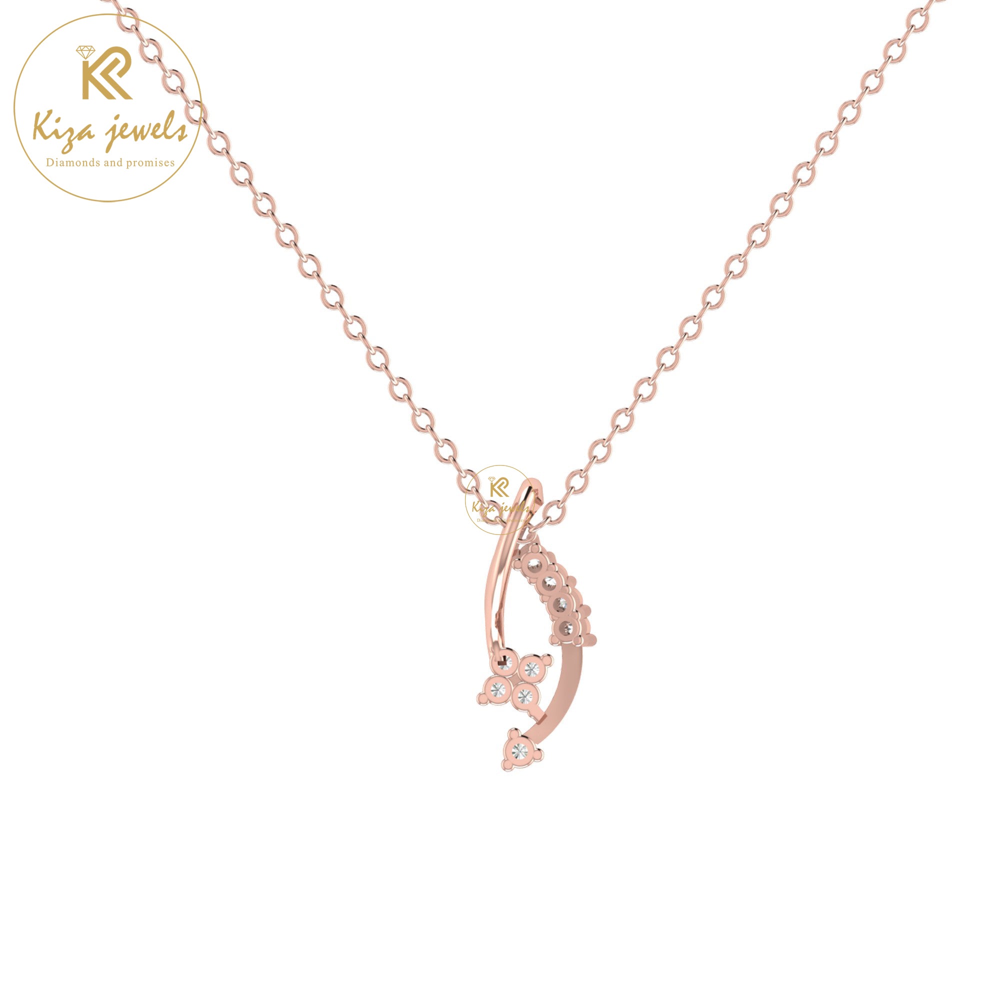 0.063 TDW Round Cut Diamond Custom Pendant With Chain