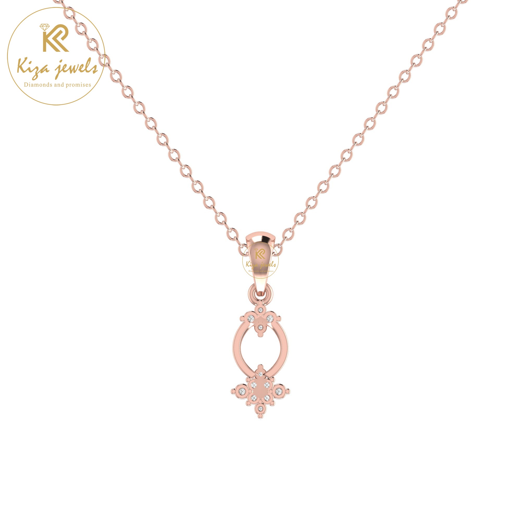0.06 TDW Round Cut Diamond Custom Pendant With Chain