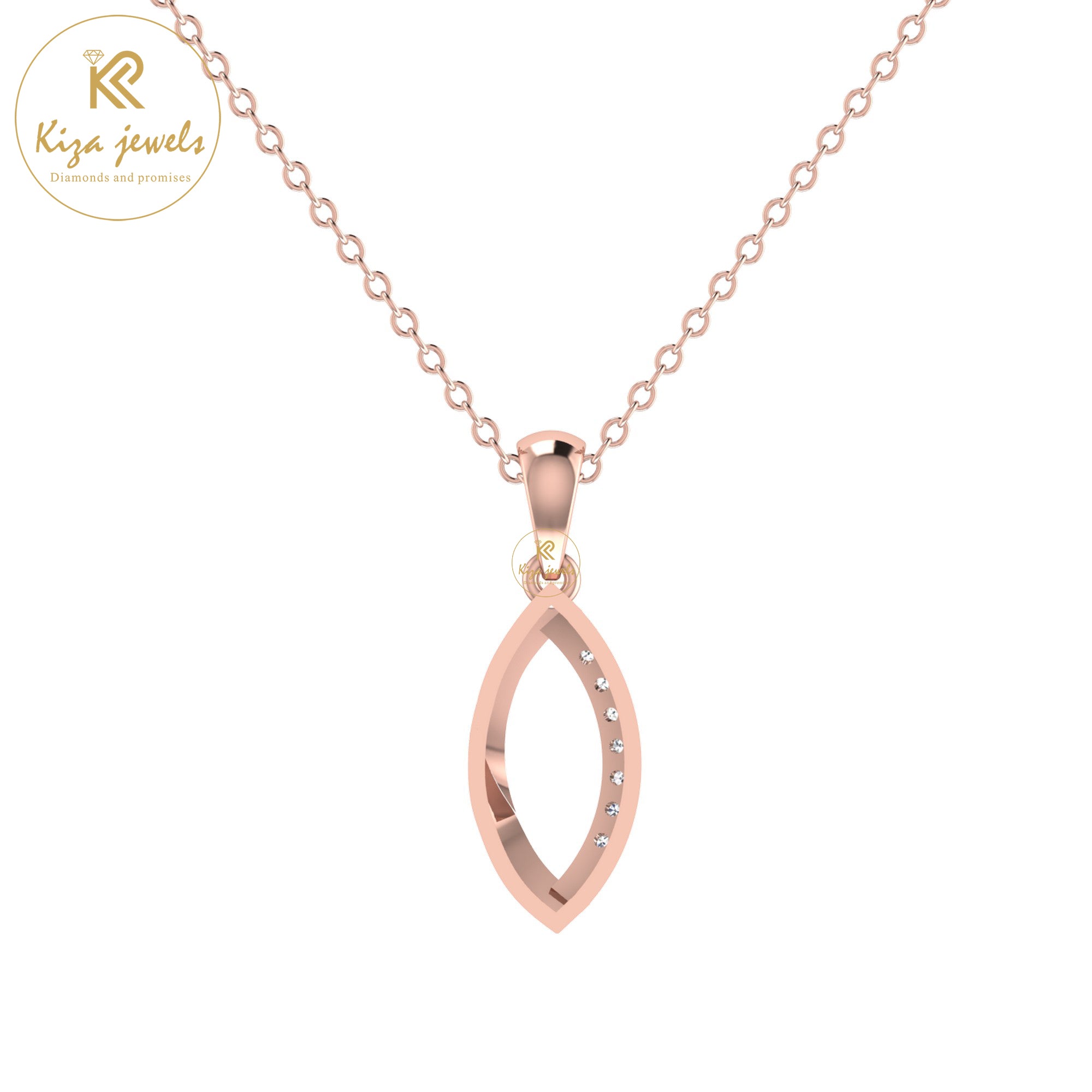 0.063 TDW Round Cut Diamond Custom Pendant With Chain