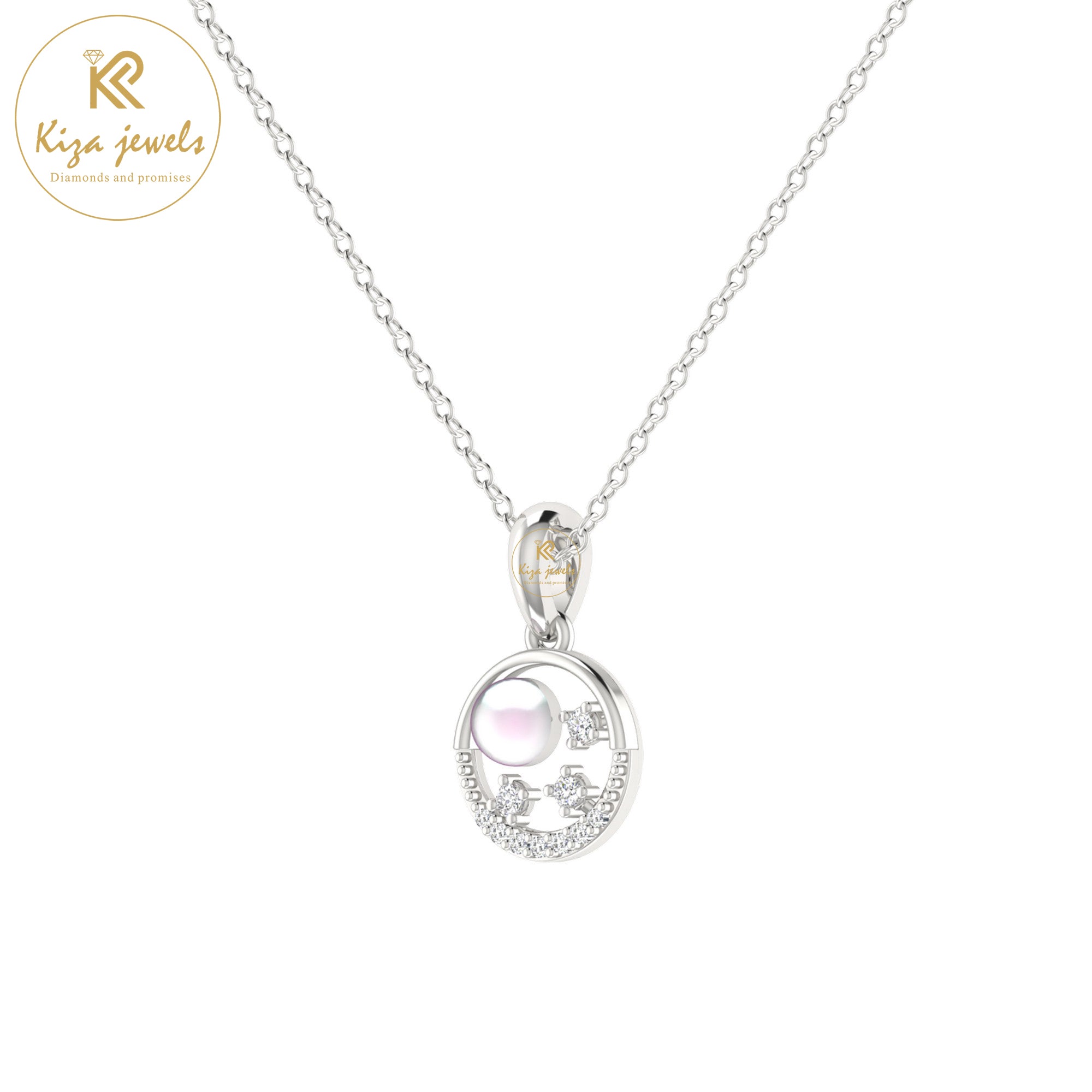 0.07 TDW Round Cut Diamond Custom Pendant With Chain