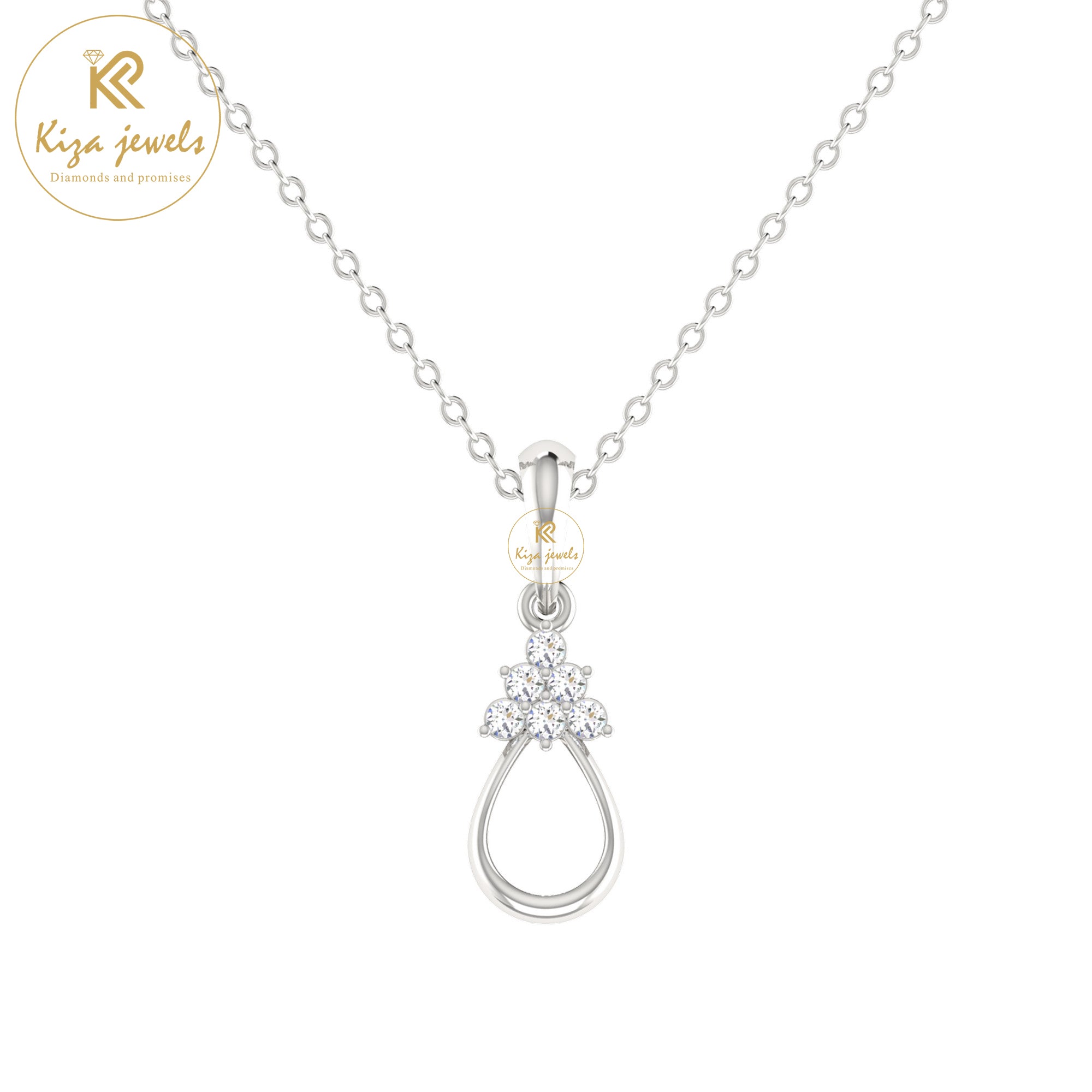 0.08 TDW Round Cut Diamond Custom Pendant With Chain