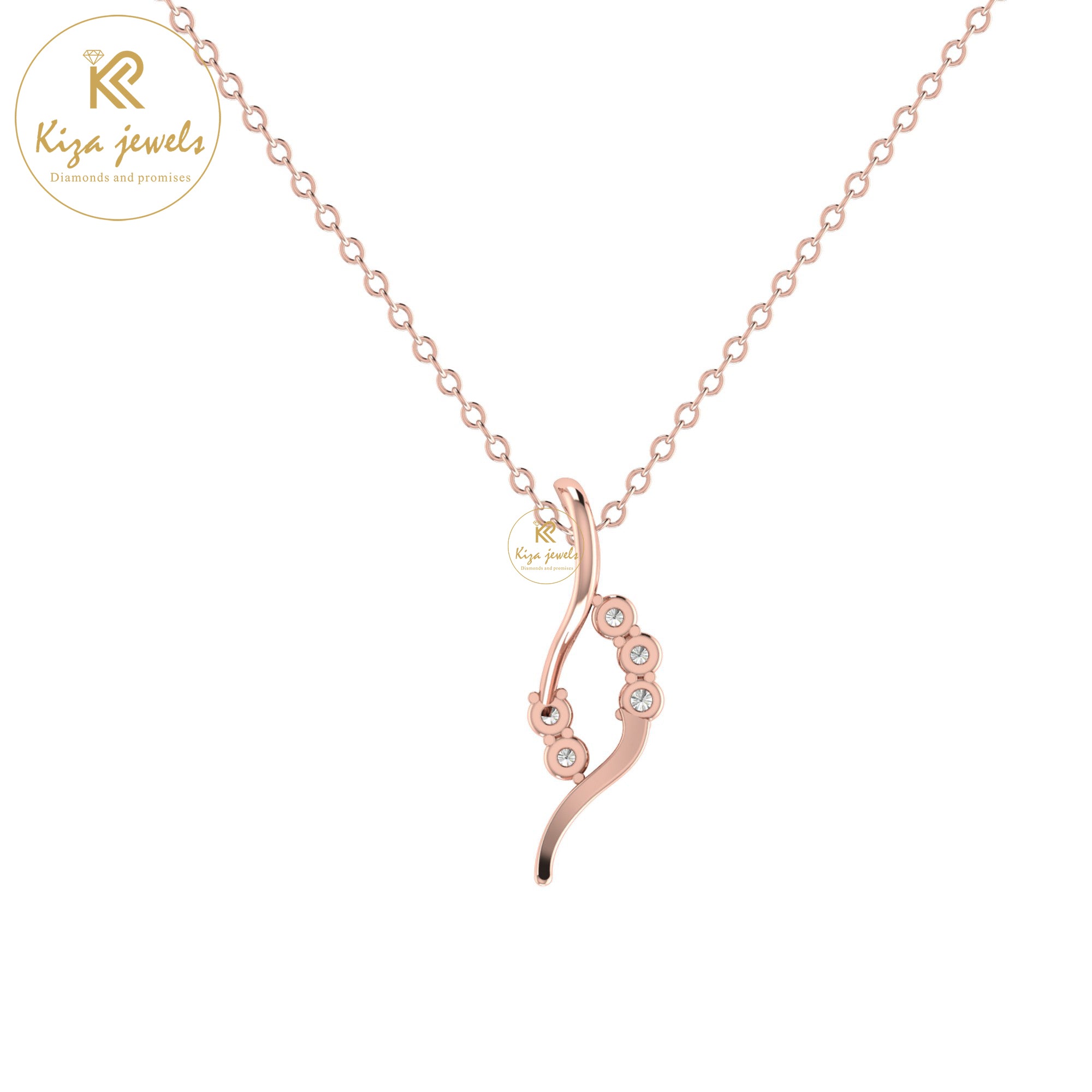 0.099 TDW Round Cut Diamond Custom Pendant With Chain
