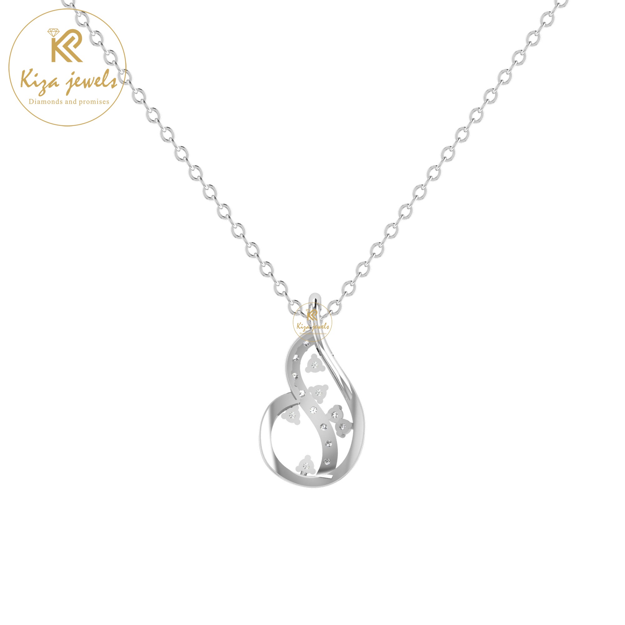 0.07 TDW Round Cut Diamond Custom Pendant With Chain