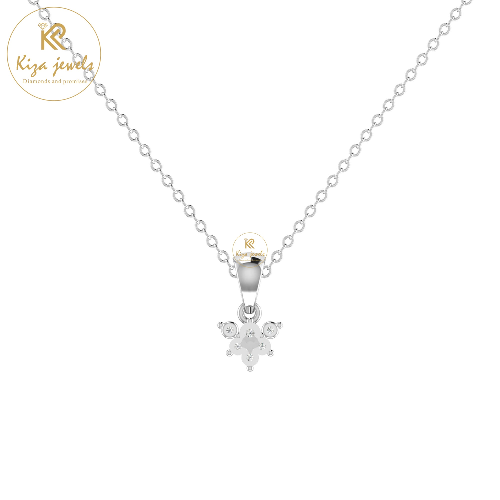 0.08 TDW Round Cut Diamond Custom Pendant With Chain