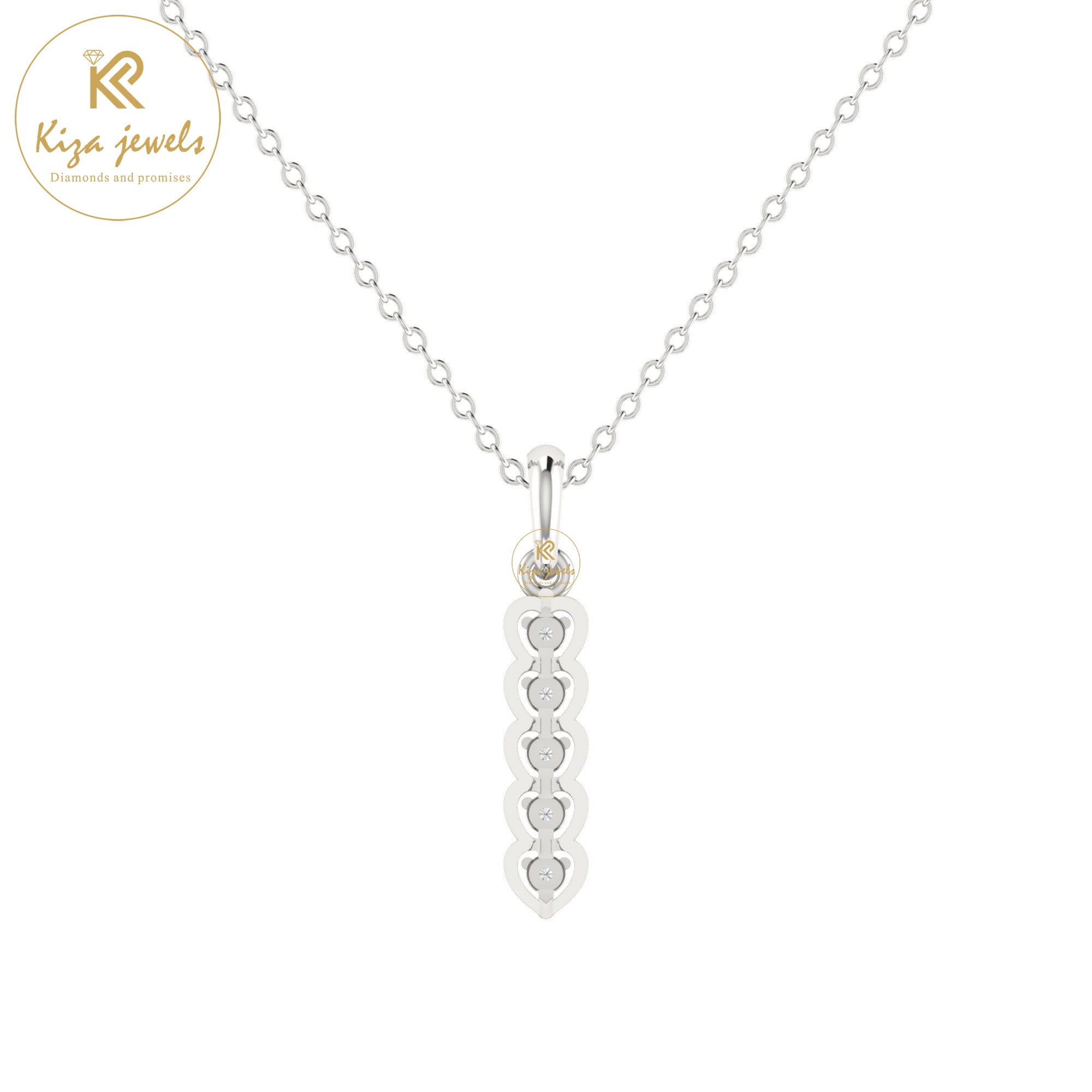 0.06 TDW Round Cut Diamond Custom Pendant With Chain