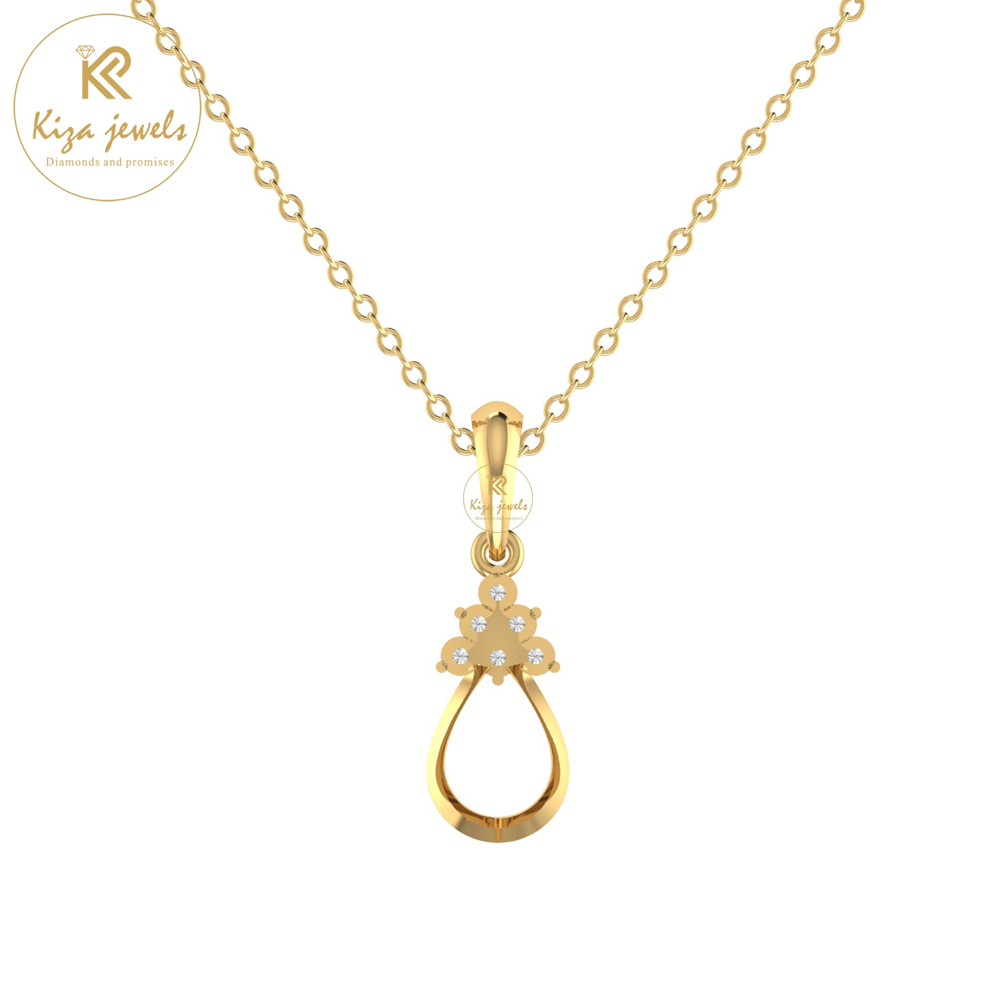 0.08 TDW Round Cut Diamond Custom Pendant With Chain