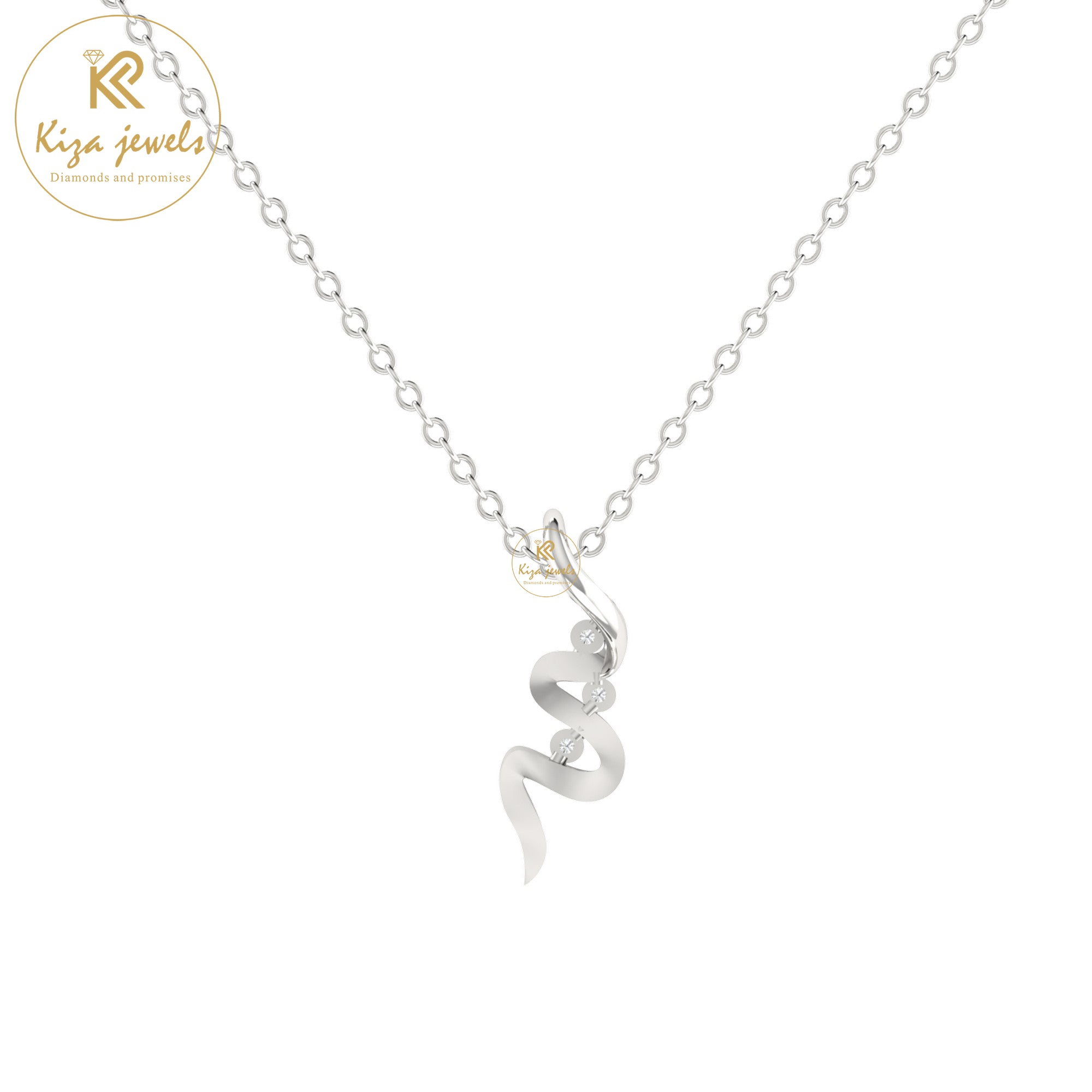 0.03 TDW Round Cut Diamond Custom Pendant With Chain