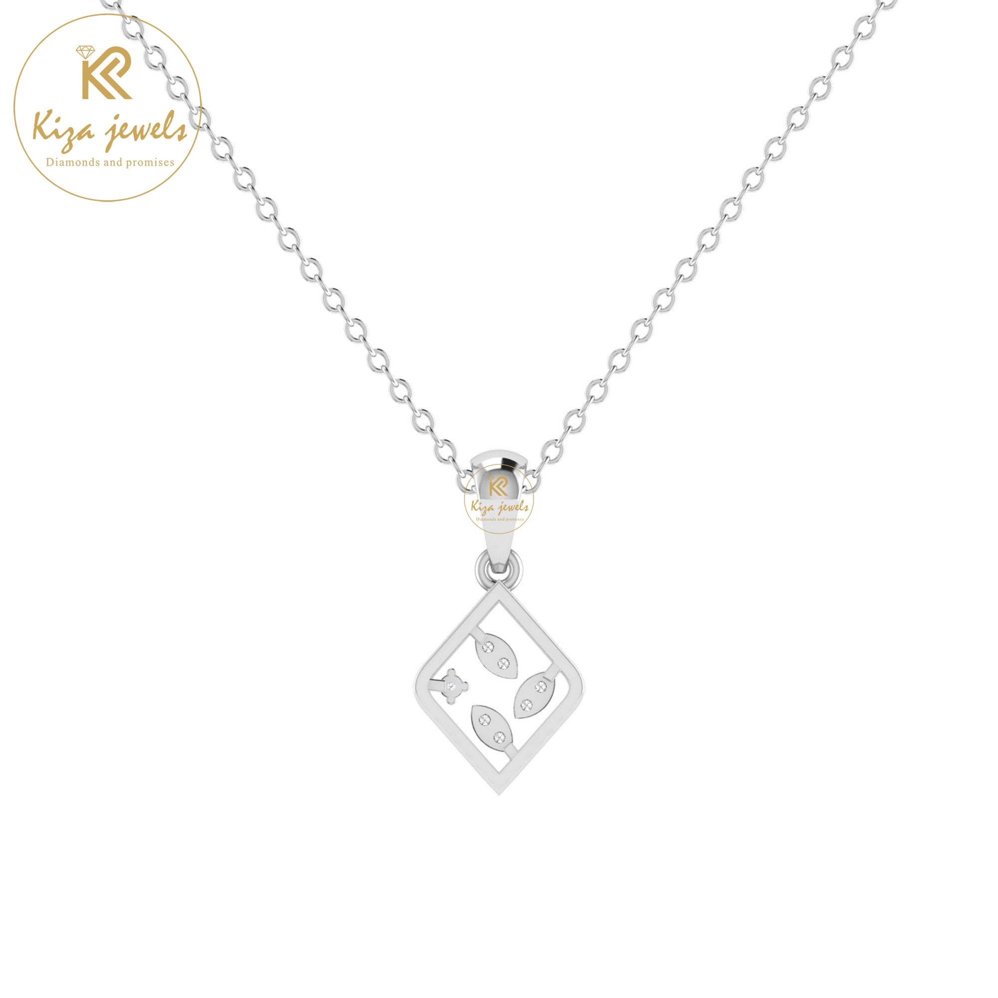 0.038 TDW Round Cut Diamond Custom Pendant With Chain