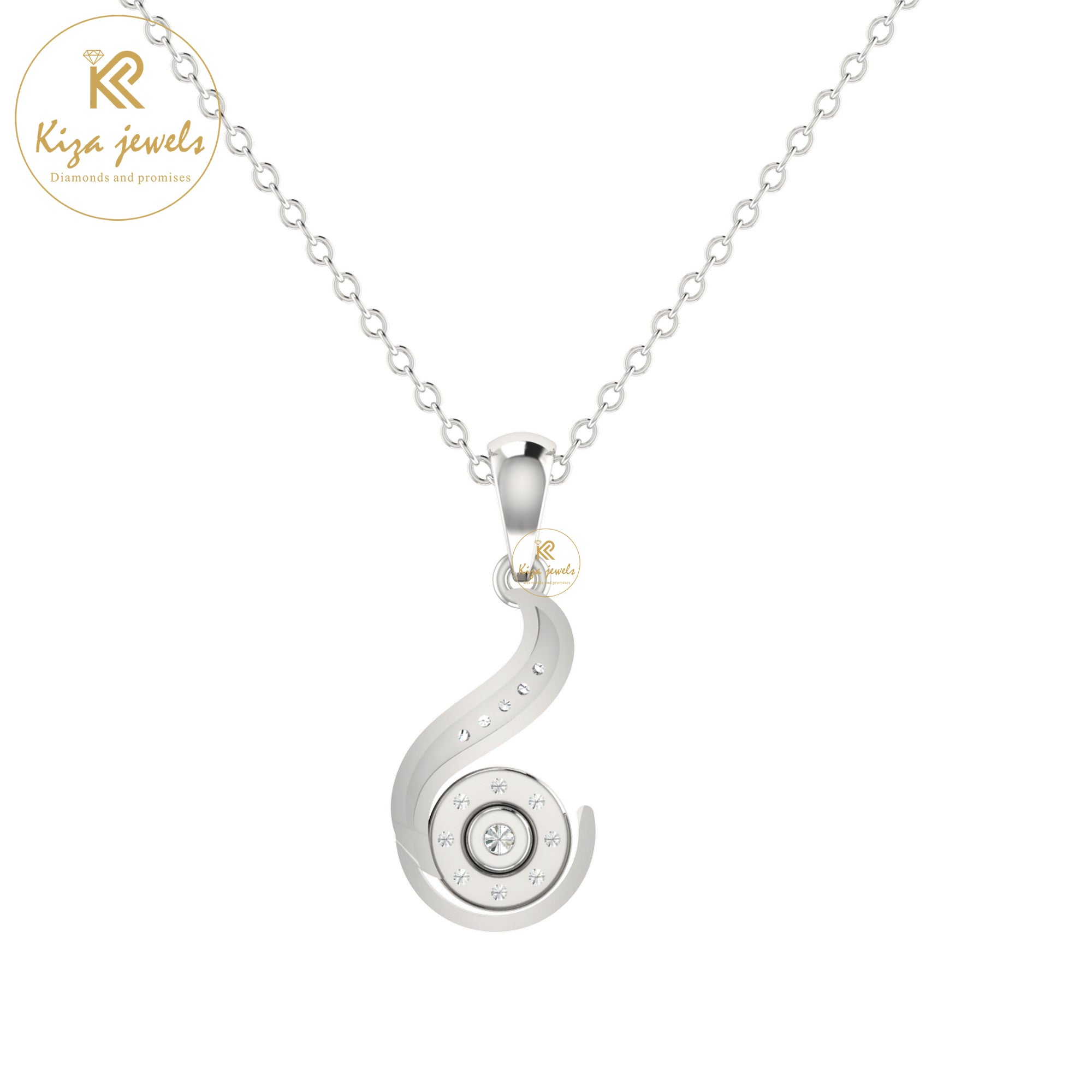 0.11 TDW Round Cut Diamond Custom Pendant with Chain