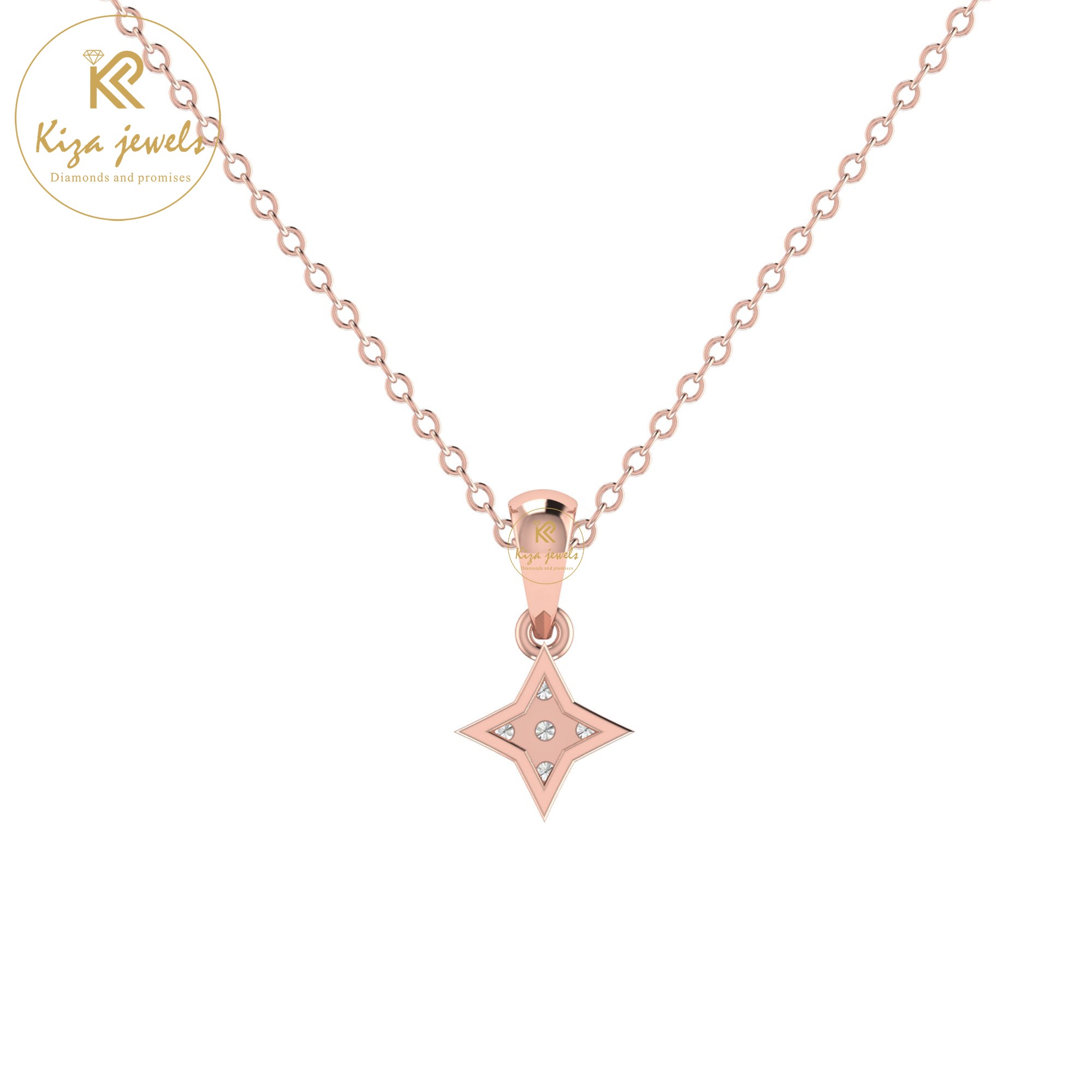 0.08 TDW Round Cut Diamond Custom Pendant With Chain