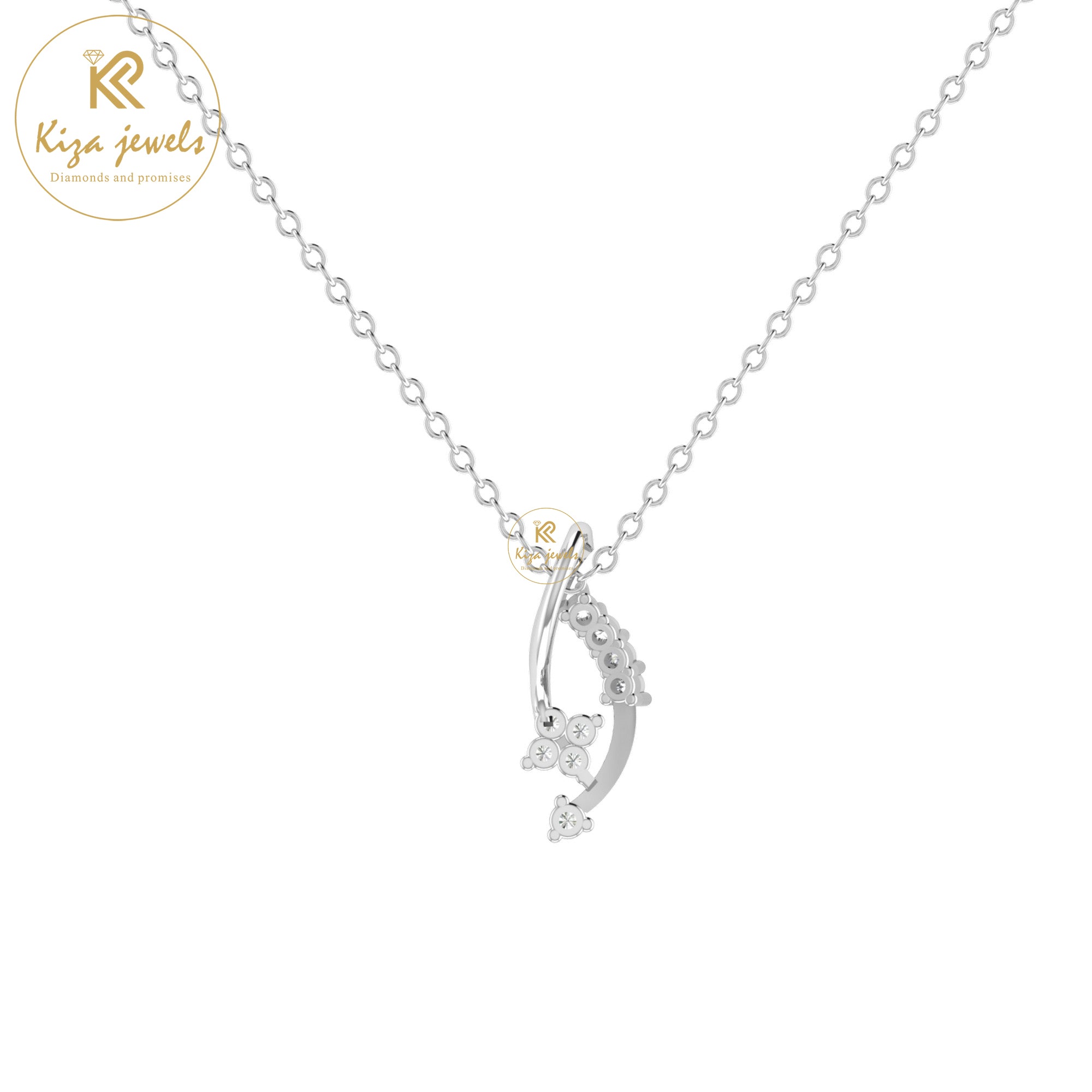 0.063 TDW Round Cut Diamond Custom Pendant With Chain