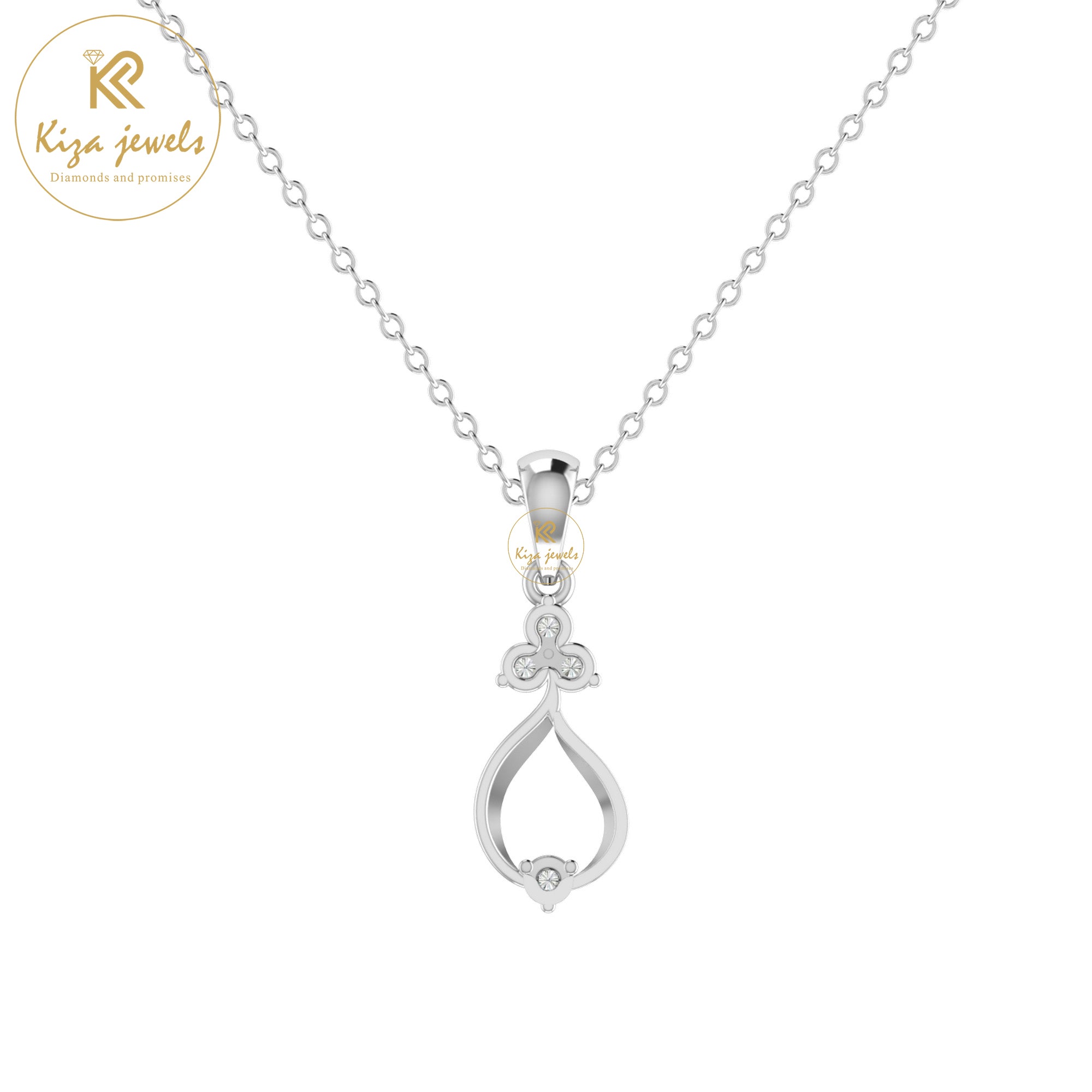 0.079 TDW Round Cut Diamond Custom Pendant With Chain