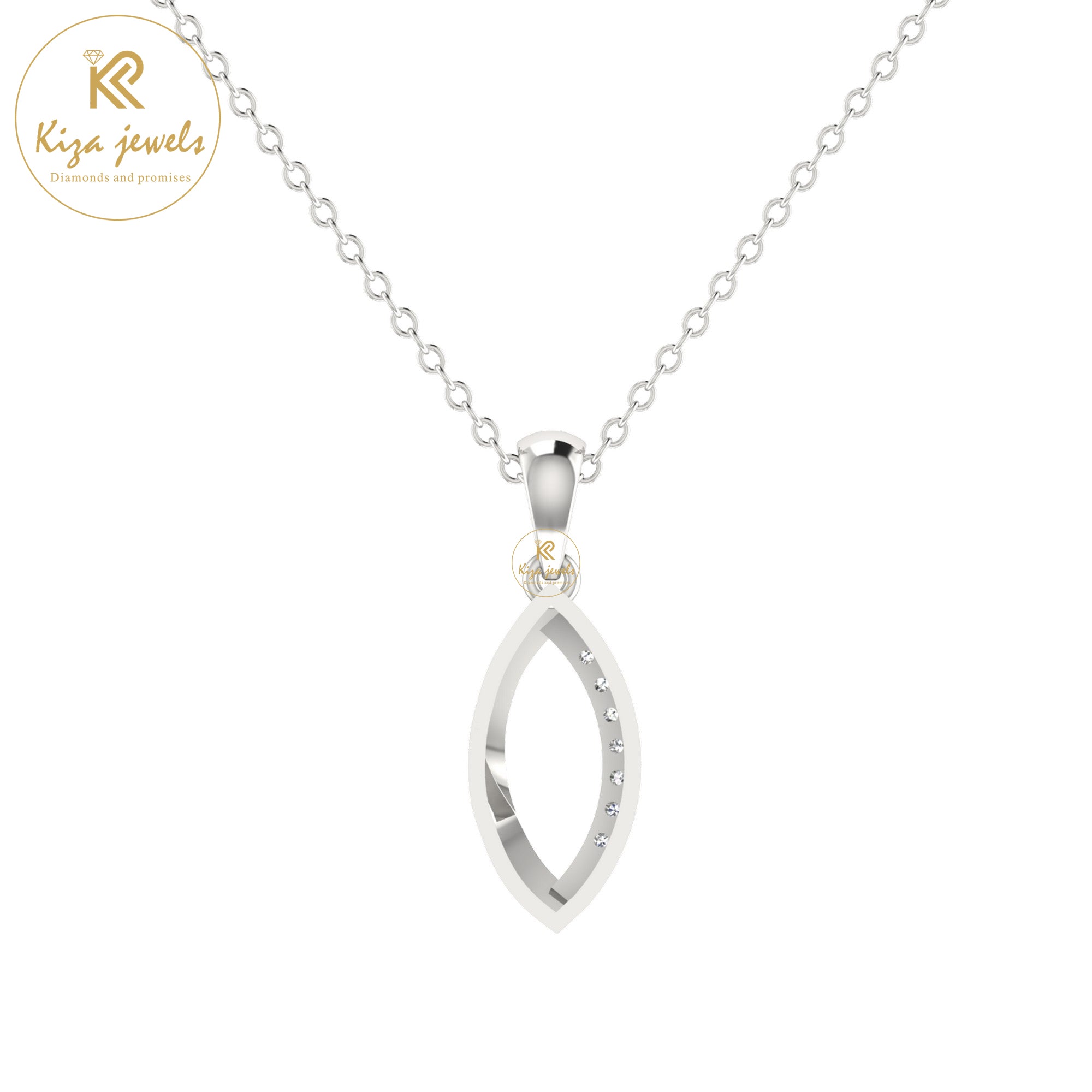 0.063 TDW Round Cut Diamond Custom Pendant With Chain