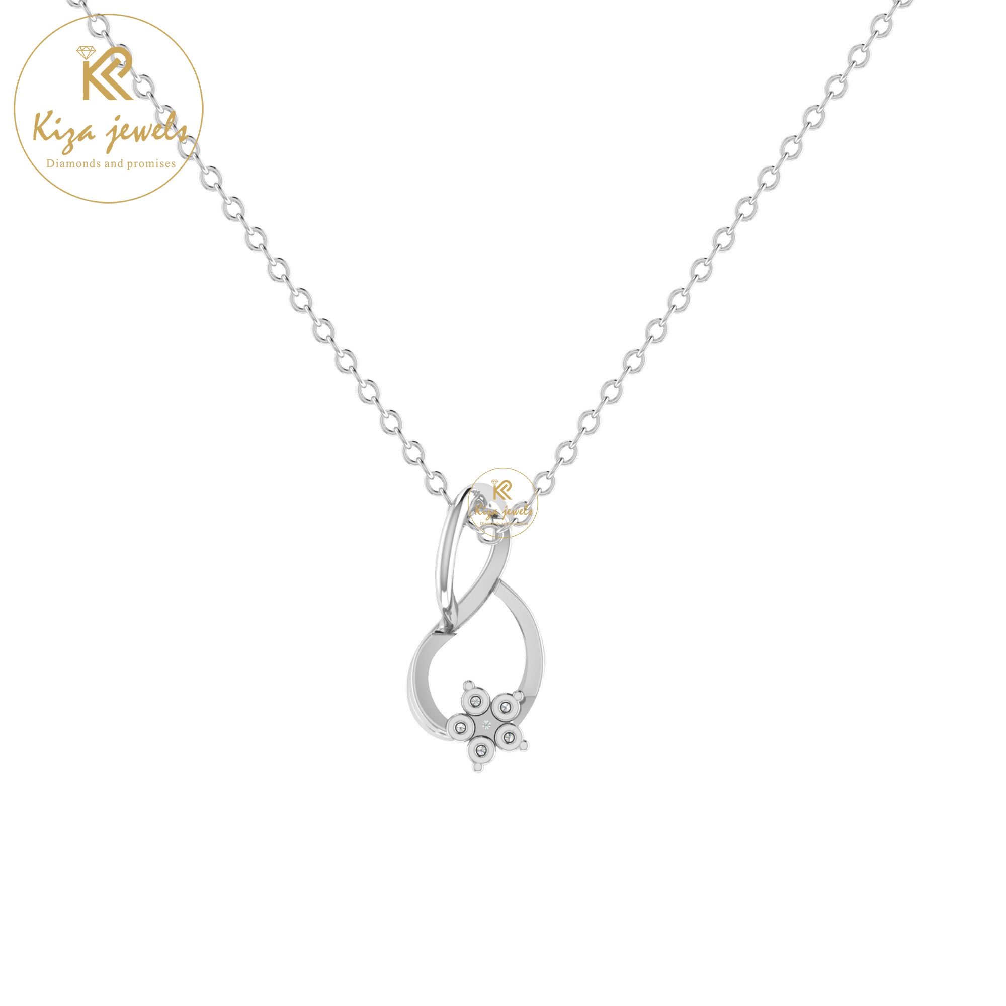 0.042 TDW Round Cut Diamond Custom Pendant With Chain