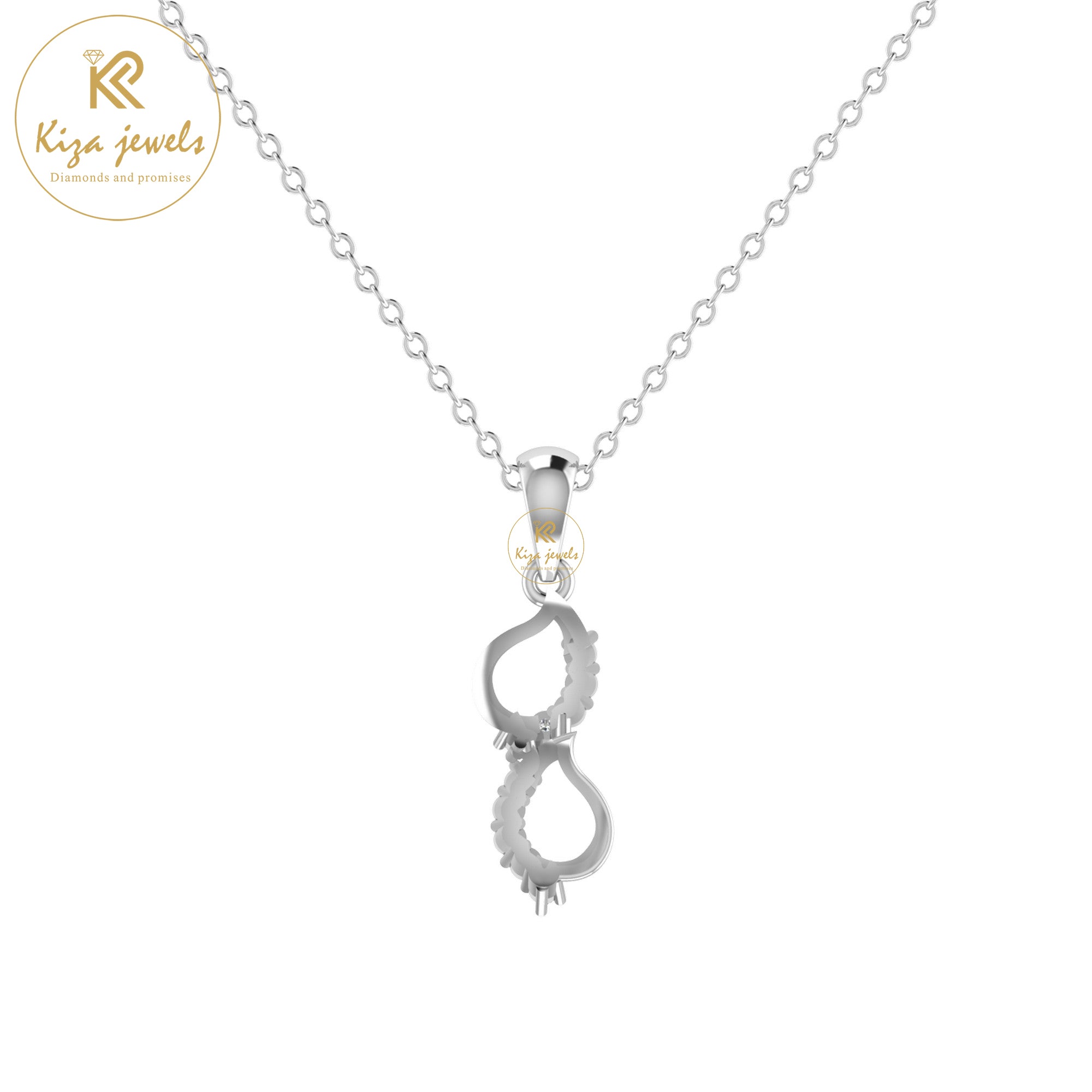 0.07 TDW Round Cut Diamond Custom Pendant With Chain
